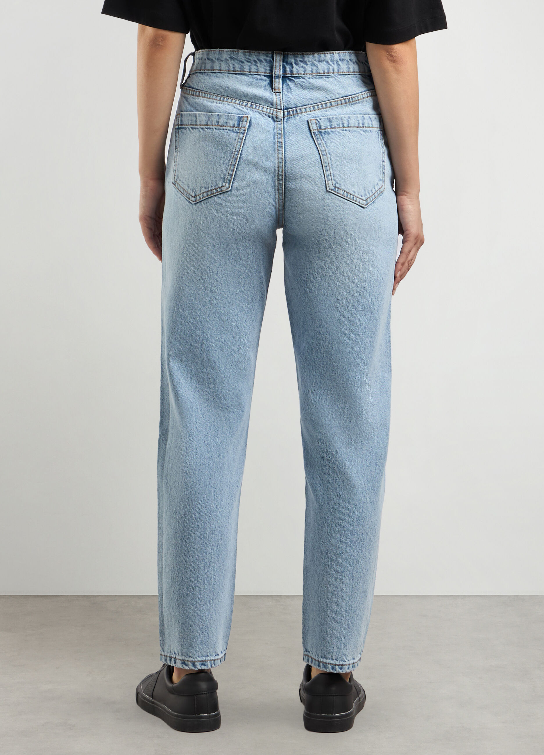 Pantaloni in denim di puro cotone mom fit donna_1