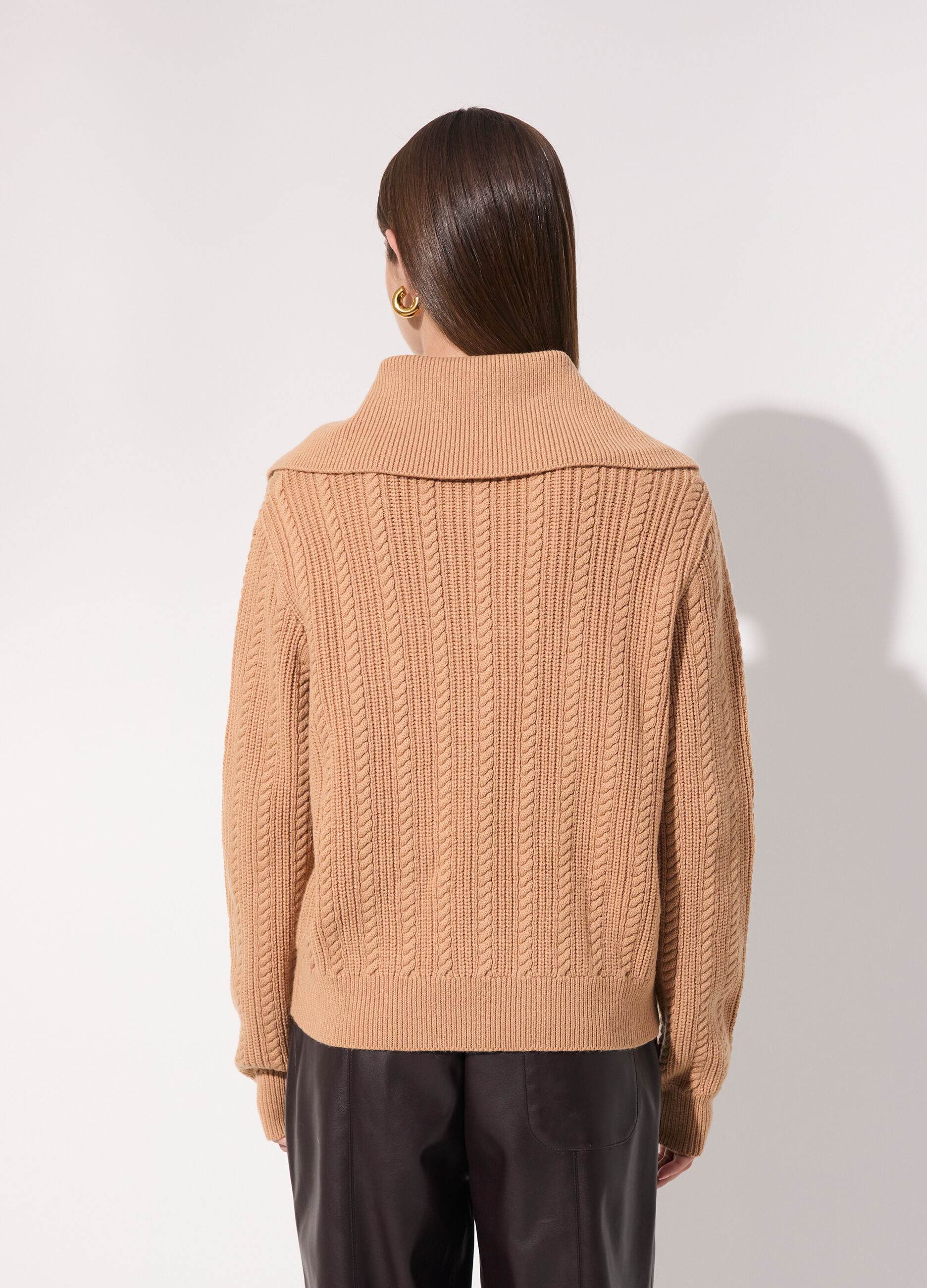 Pullover in misto lana con colletto donna_2