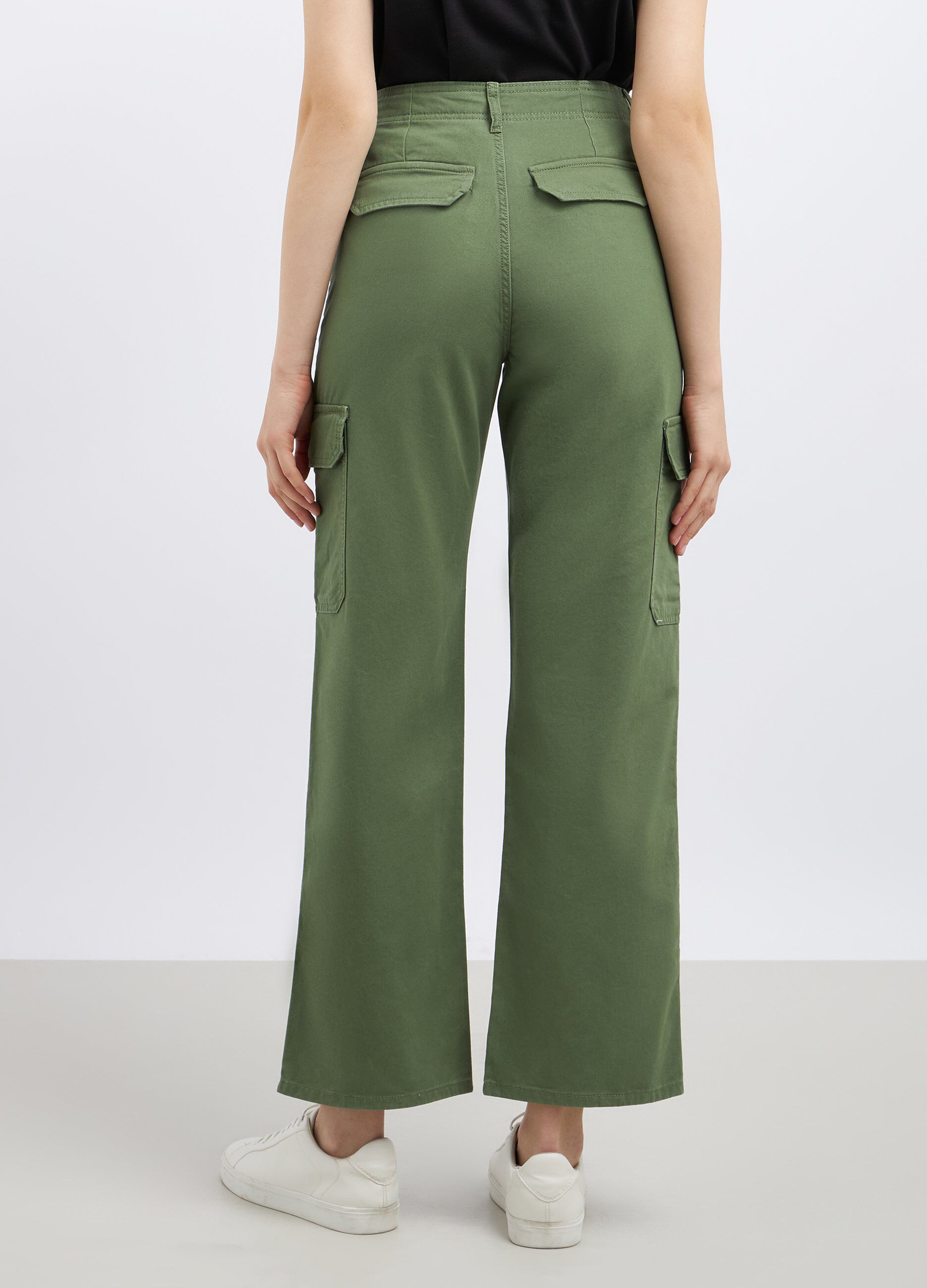 Pantaloni cargo in denim di puro cotone donna_2