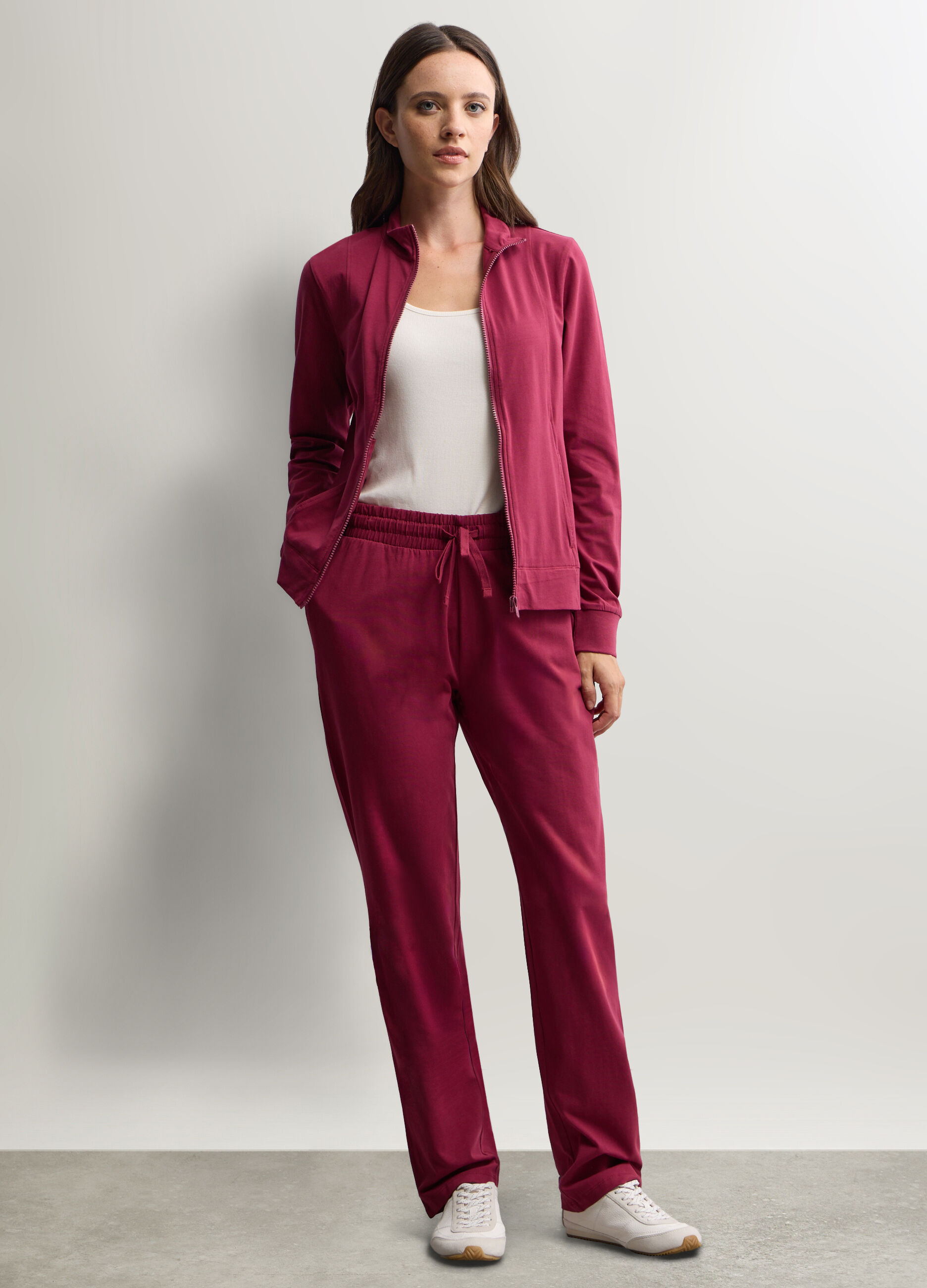 Jogger Fit Regular in jersey di cotone stretch donna_0