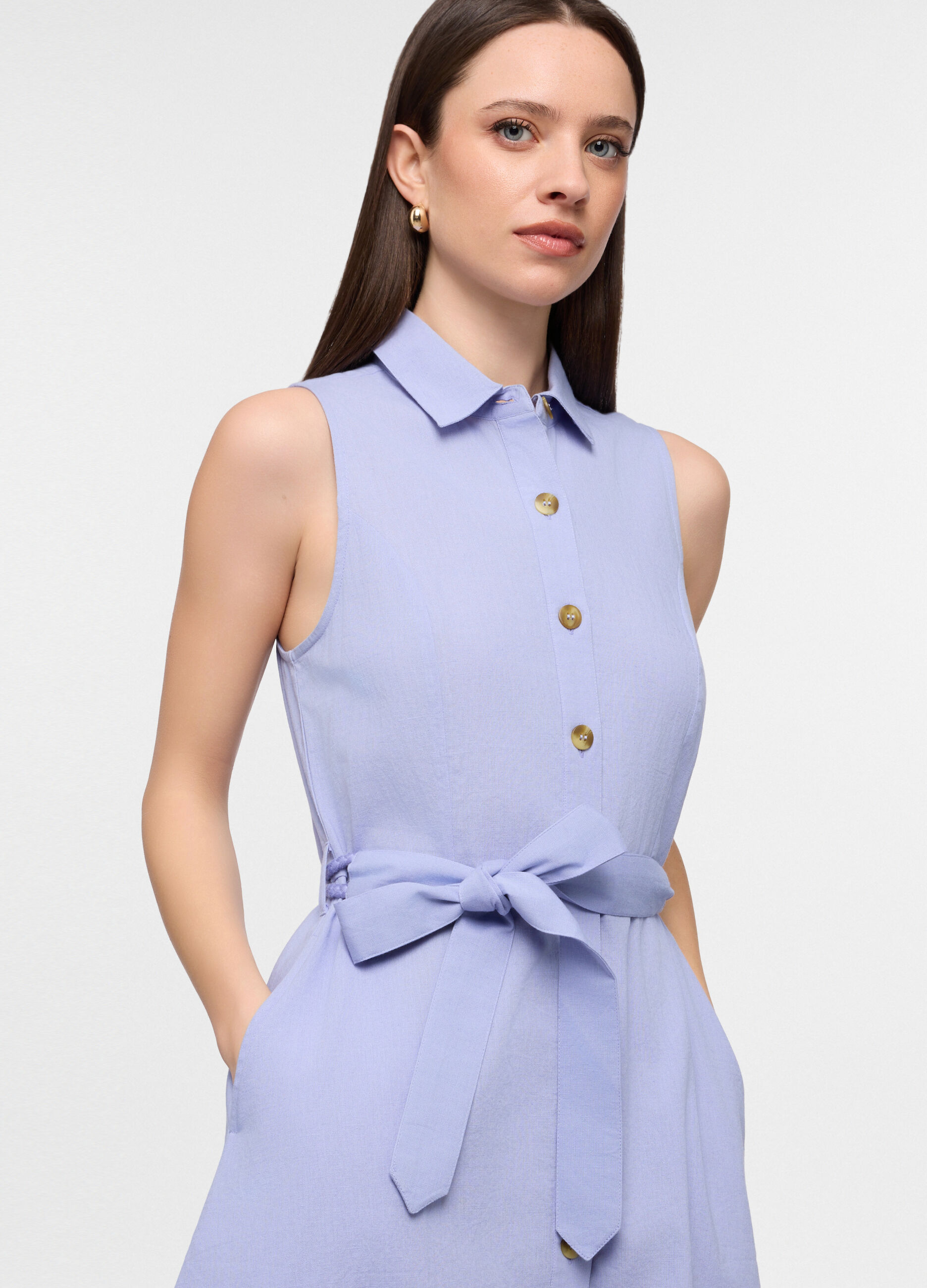Abito corto misto lino donna_2