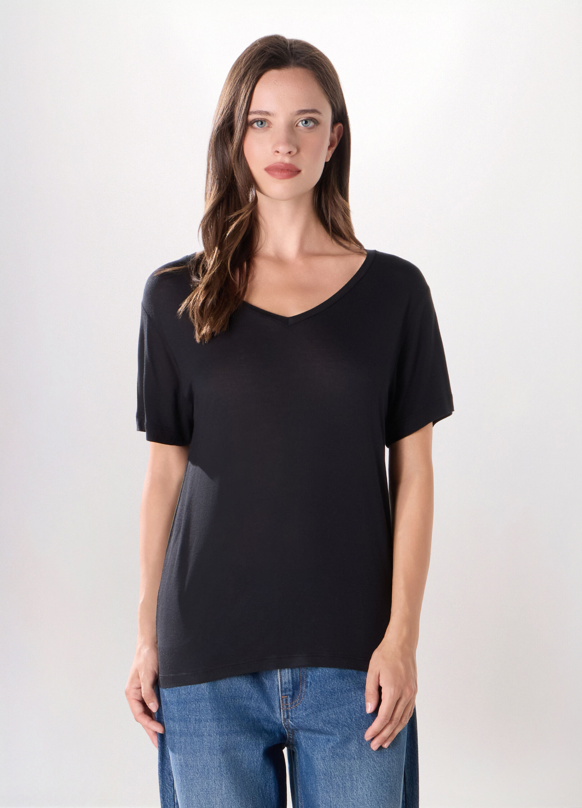 T-shirt in jersey di pura viscosa donna_0