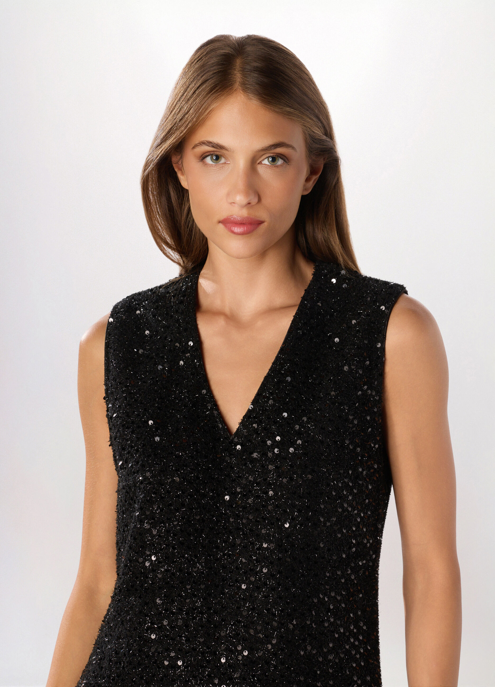 Vestito corto in paillettes donna_2