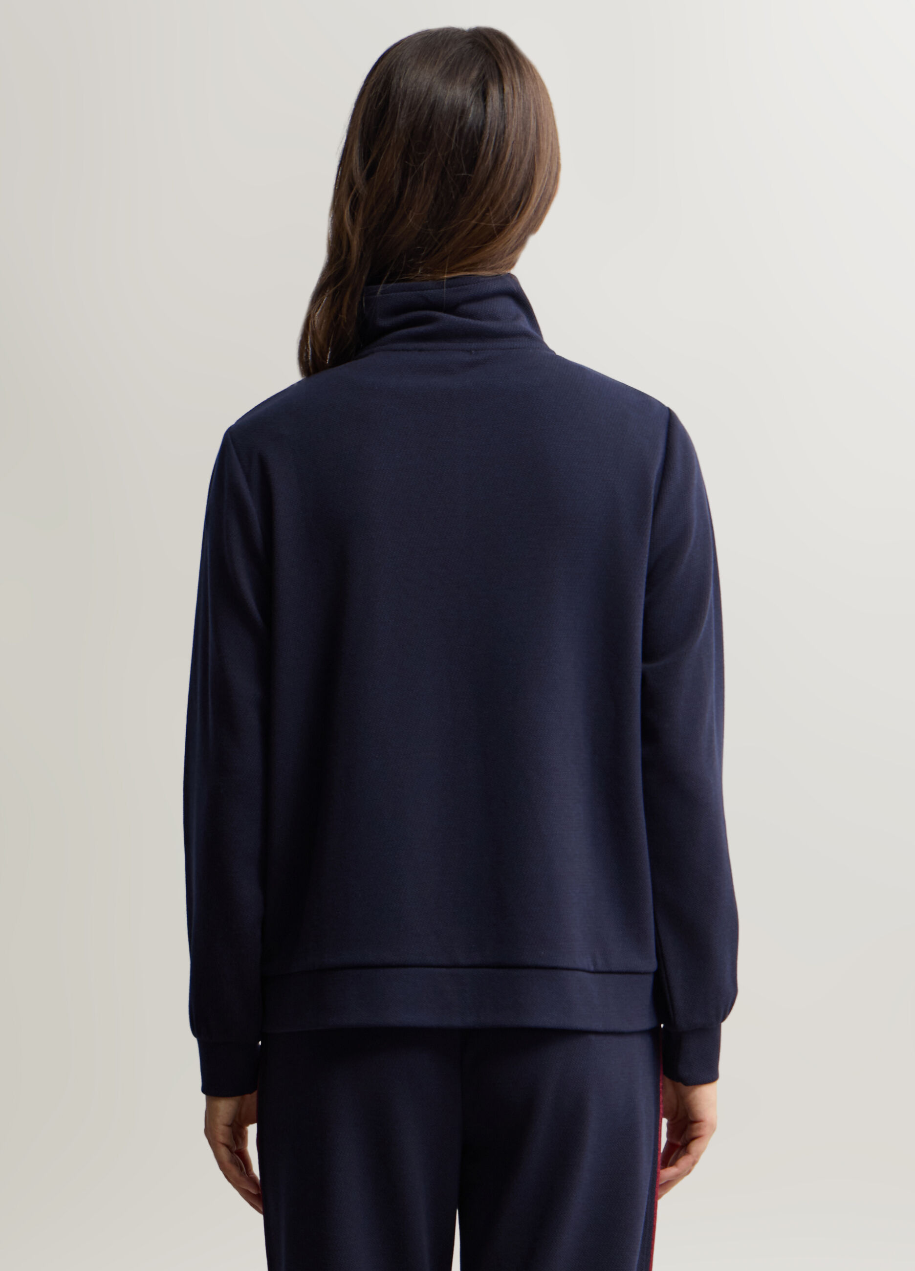 Felpa Full zip misto viscosa stretch Piquet donna_1