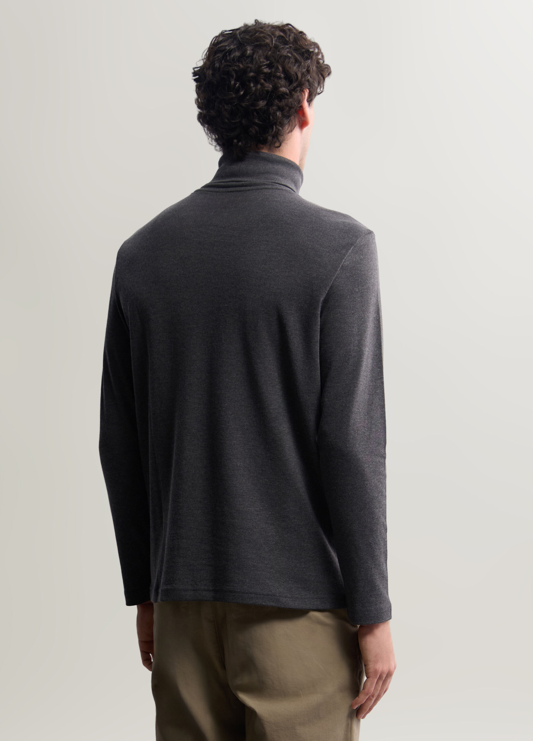 Maglia dolcevita in interlock di cotone uomo_1