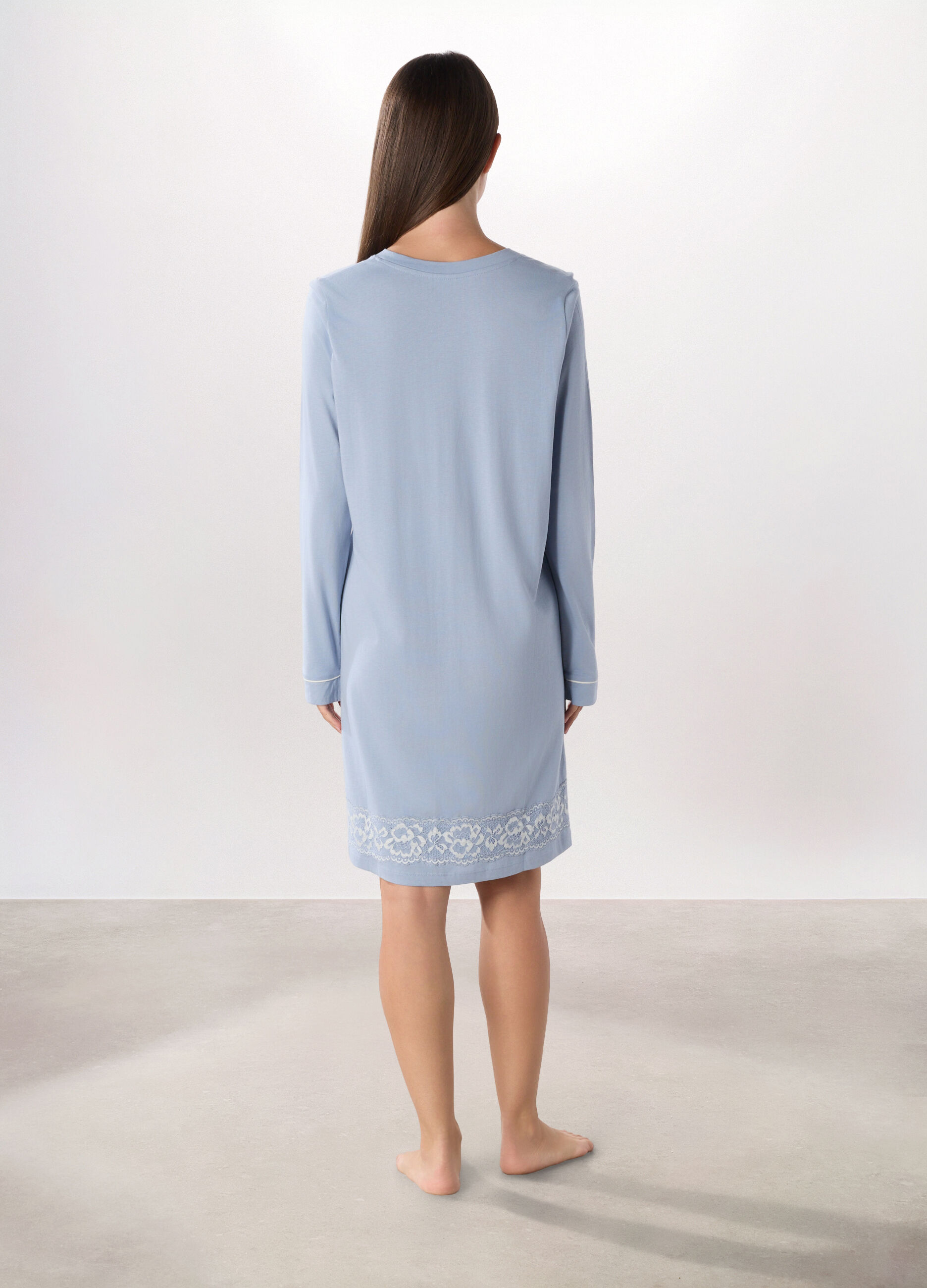 Camicia da notte in cotone con pizzo donna_1