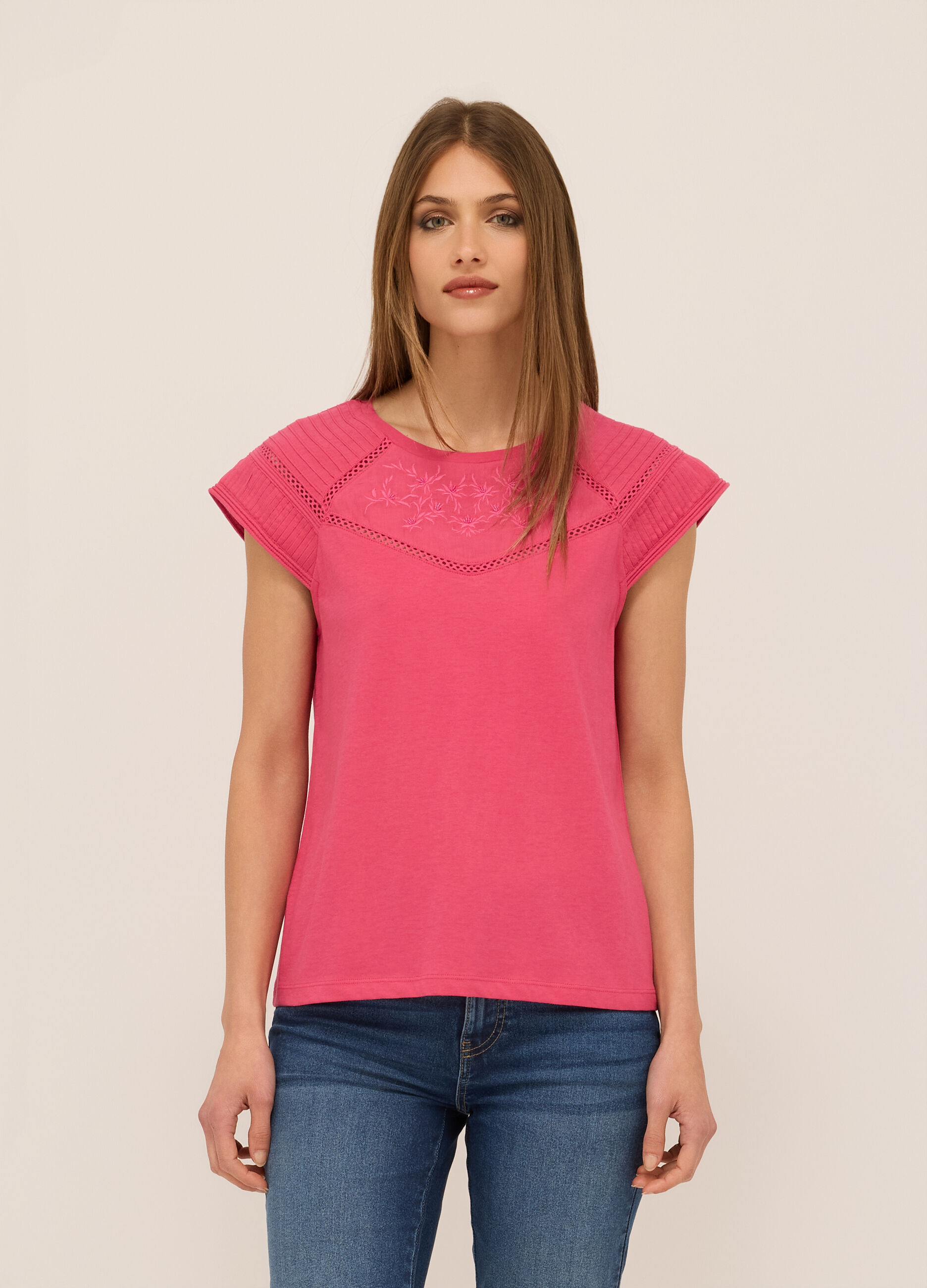 T-shirt in jersey di puro cotone donna_0