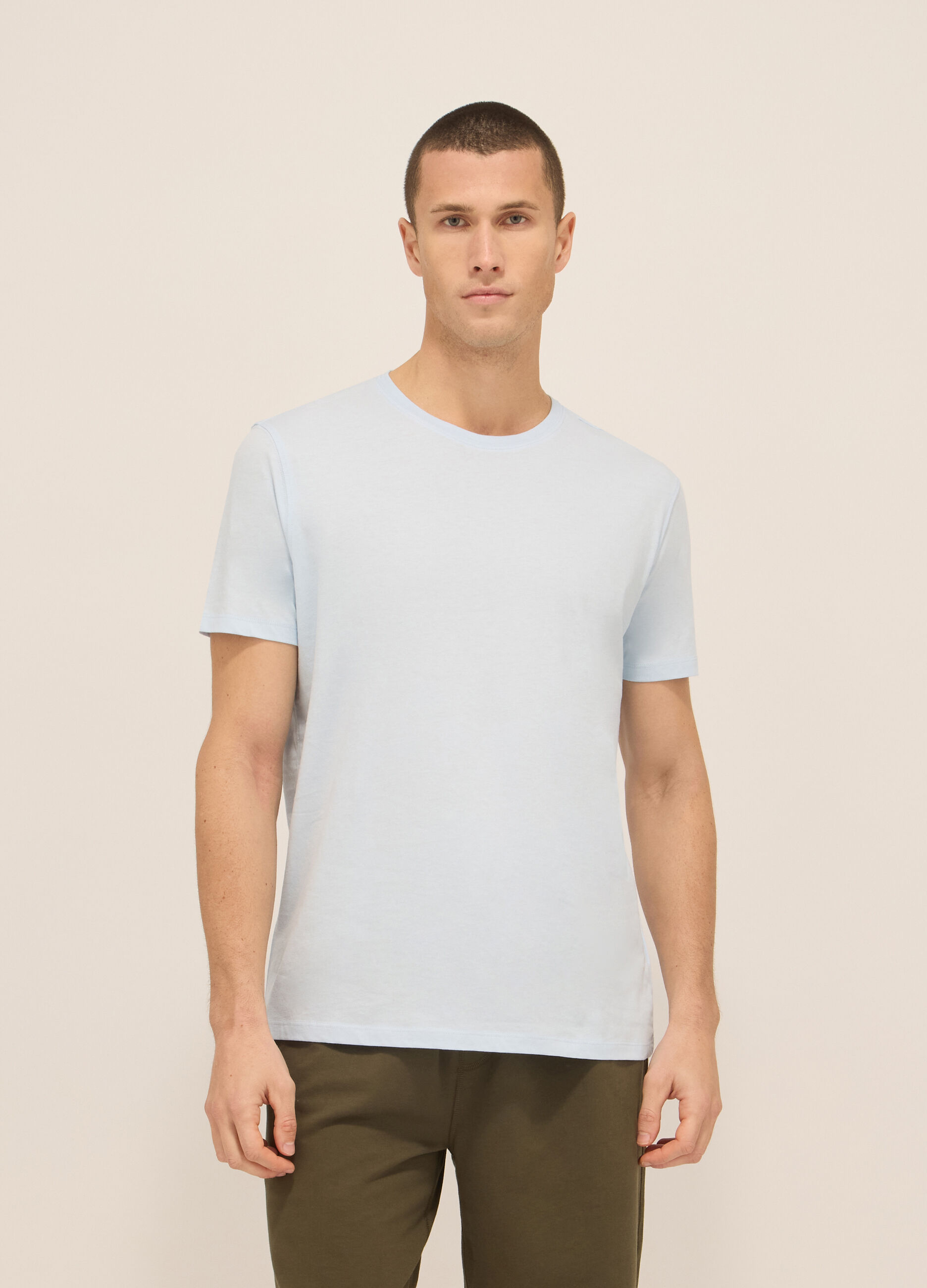 T-shirt girocollo in jersey di puro cotone uomo_0