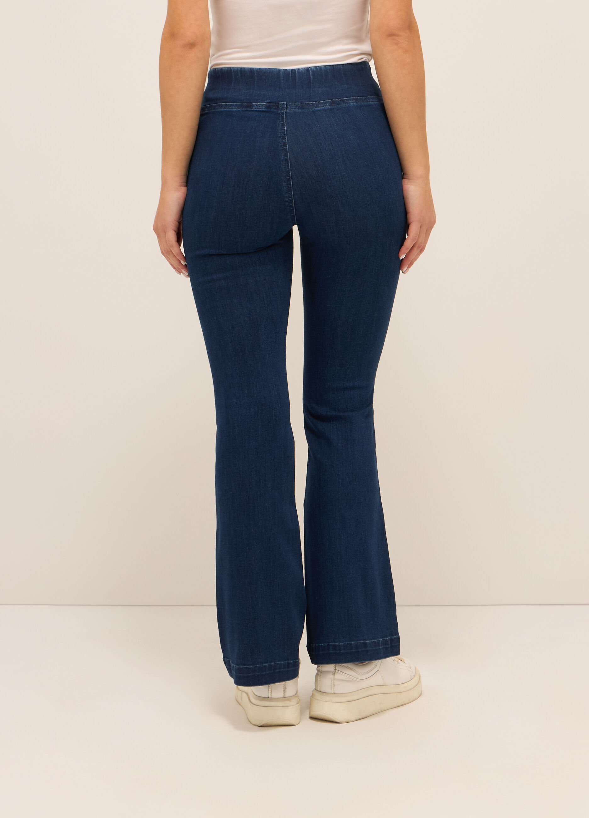 Jeggings a vita alta in stretch denim flare fit donna_1