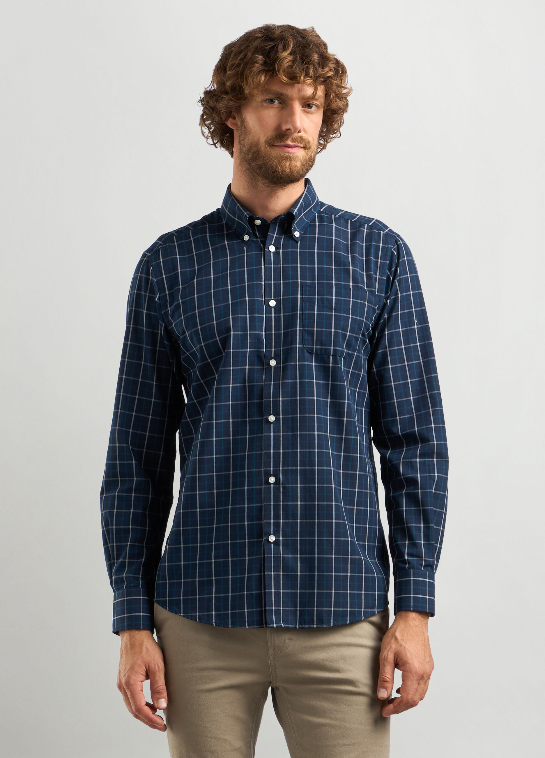 Camicia regular fit colletto button down in misto cotone