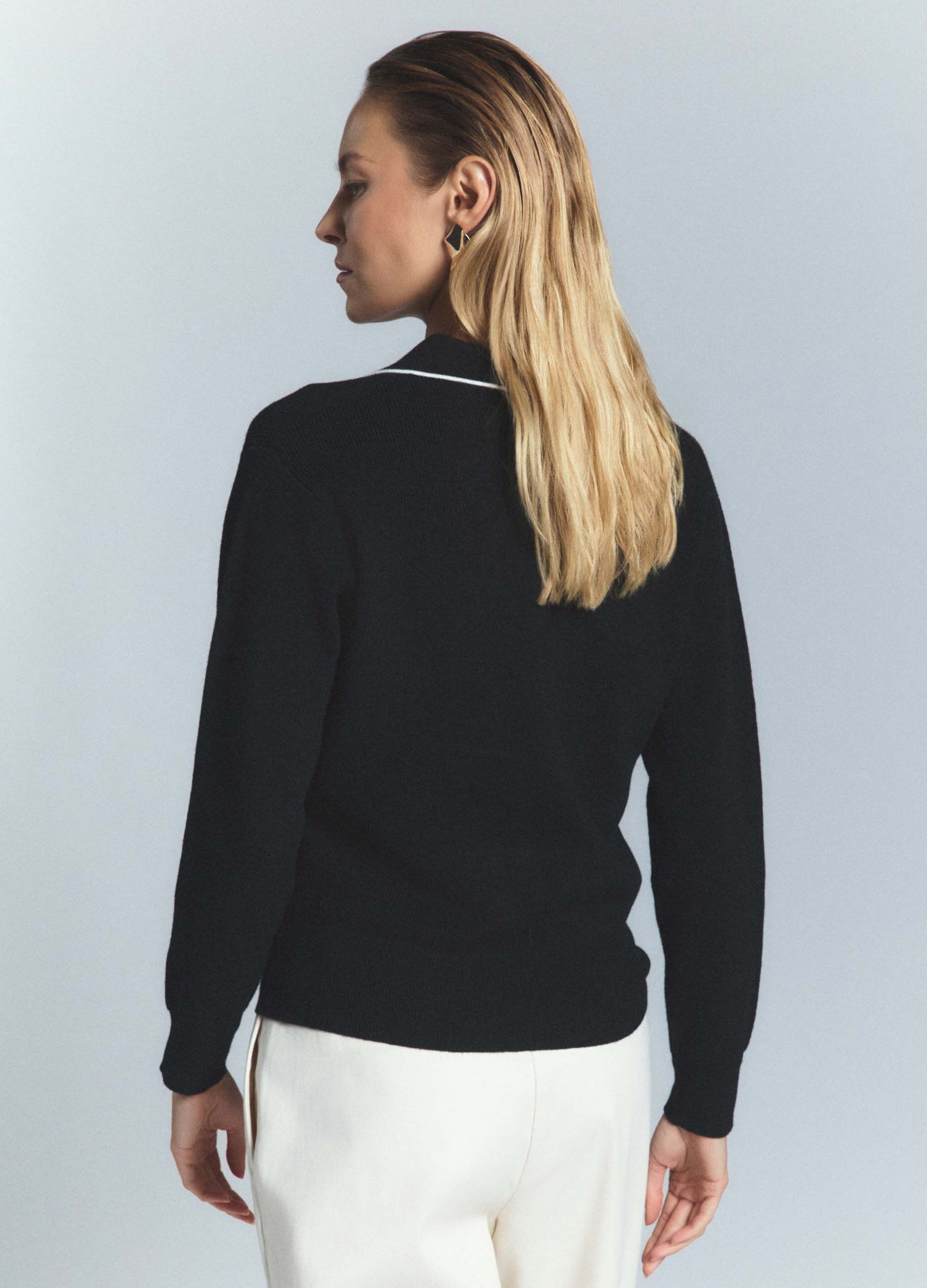 Polo in costina misto lana donna_3