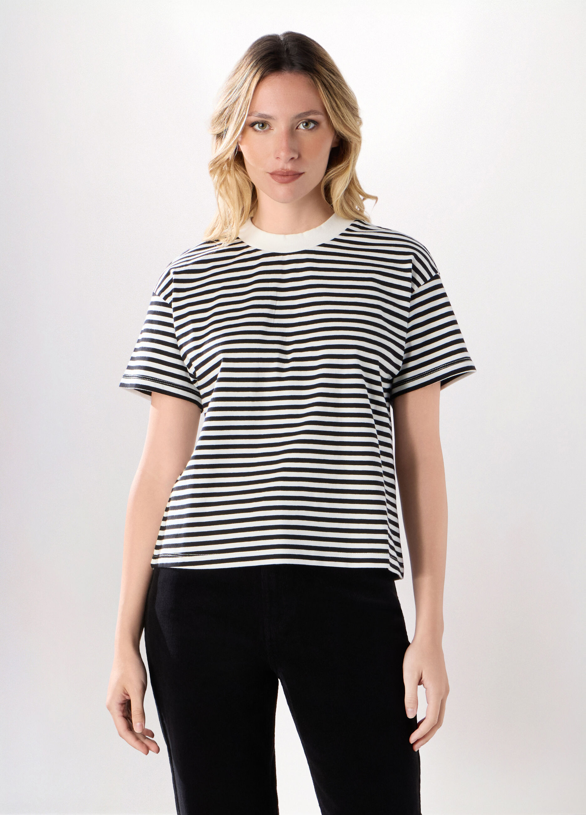 T-shirt in jersey di puro cotone donna_0