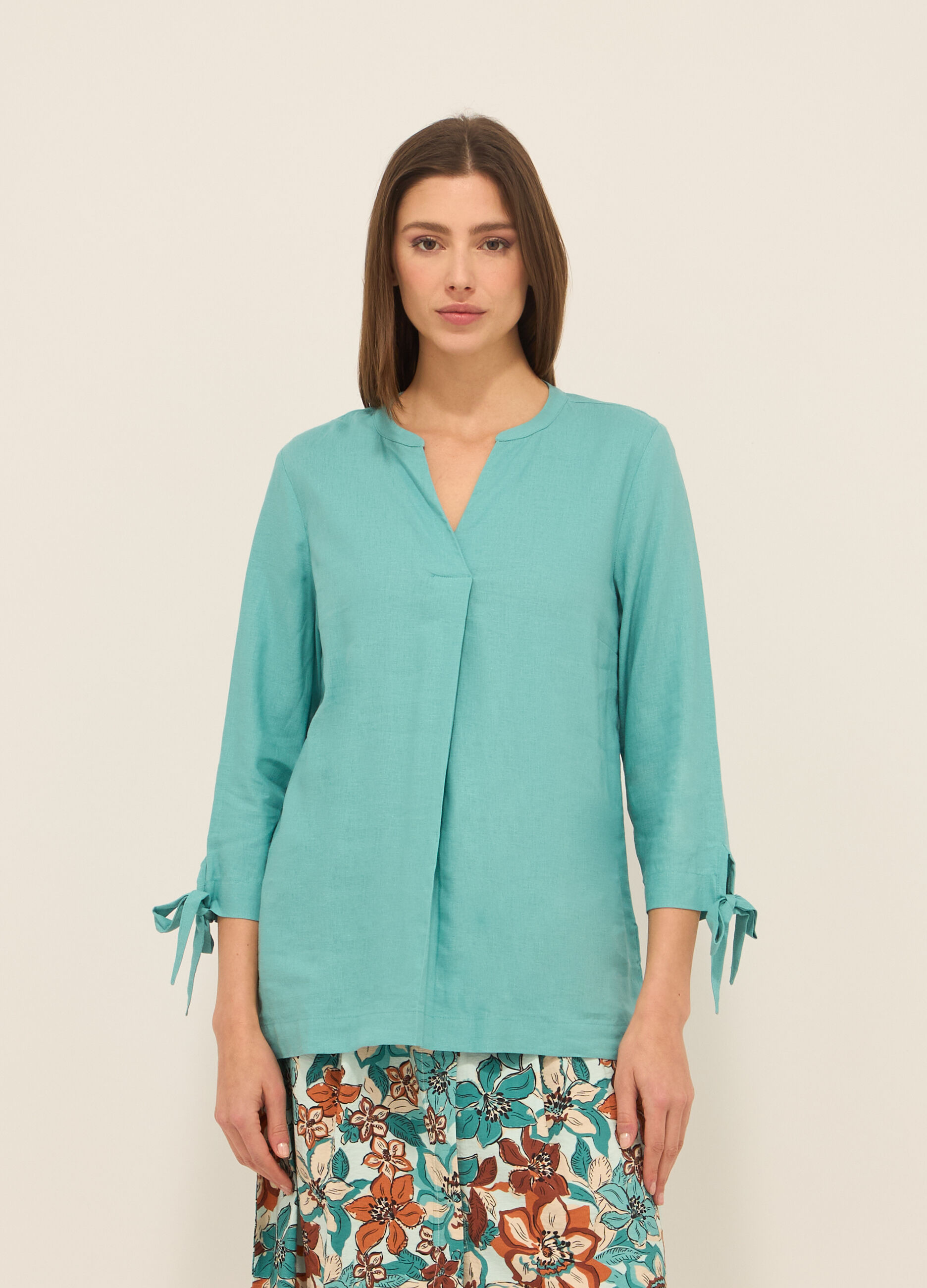 Blusa misto lino donna_0