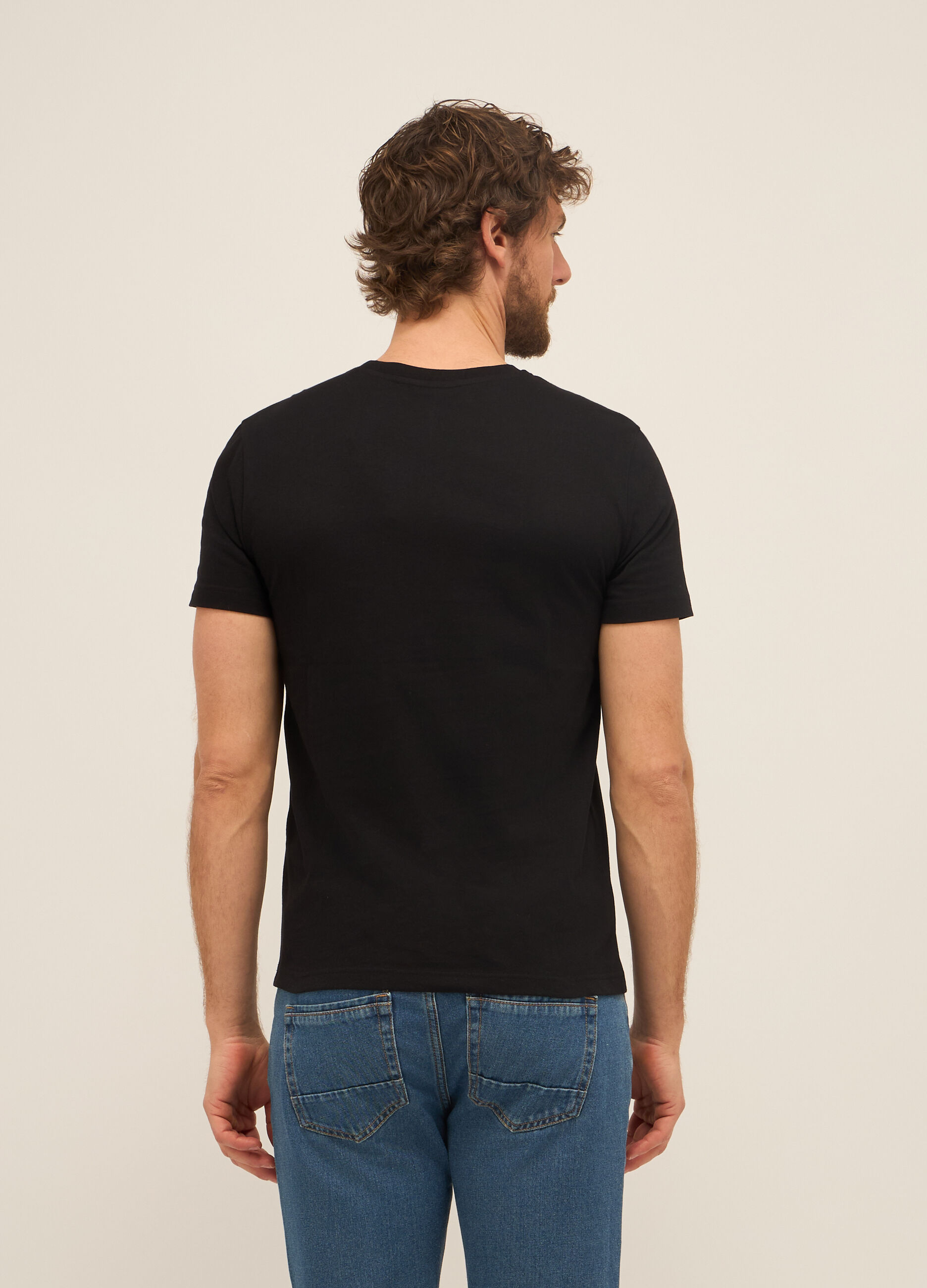 T-shirt girocollo in puro cotone con stampa uomo_1
