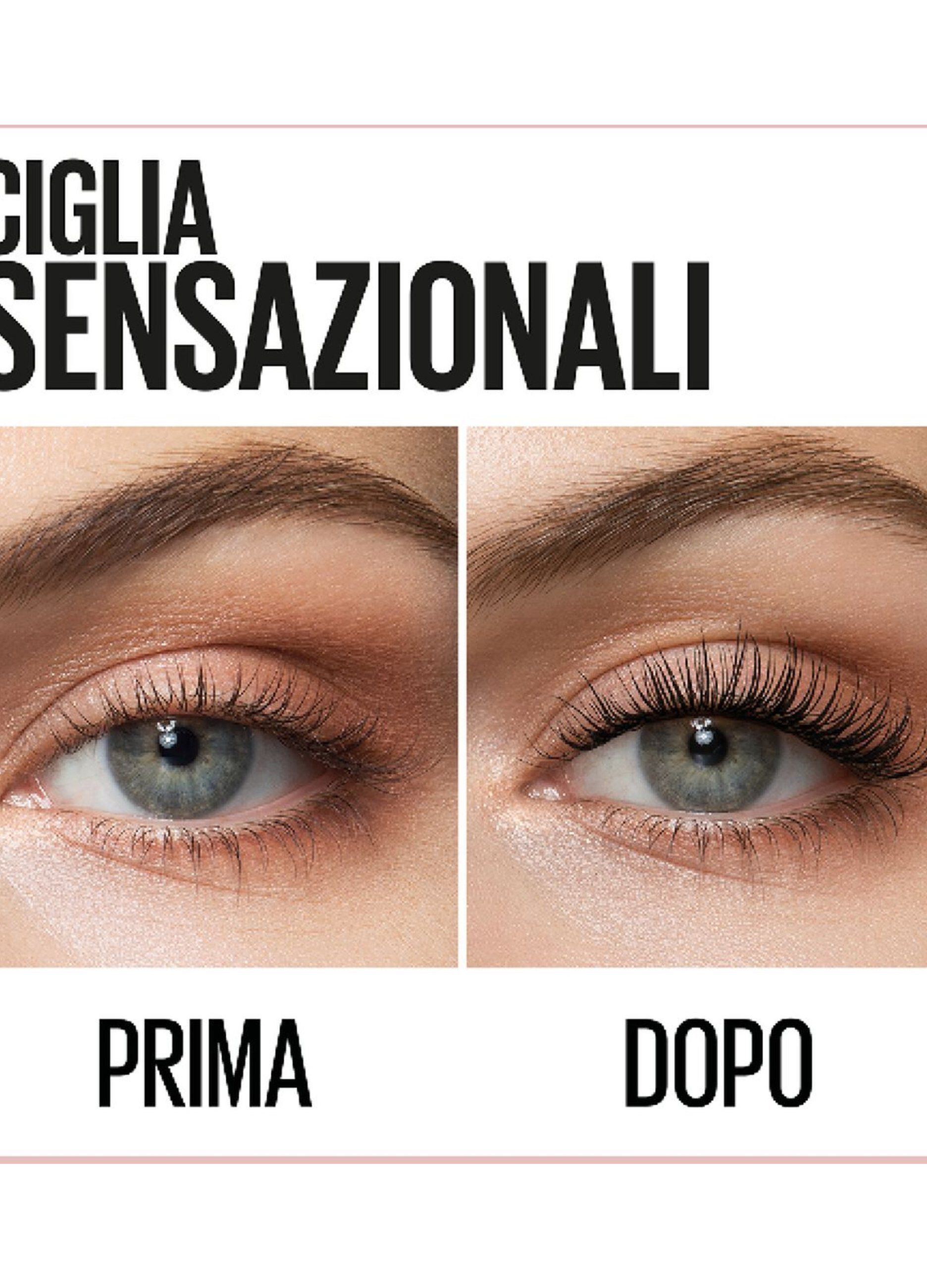 Maybelline New York Mascara Ciglia Sensazionali, Volumizzante, Effetto Ventaglio sulle Ciglia, Intense Black, 9.5 ml.