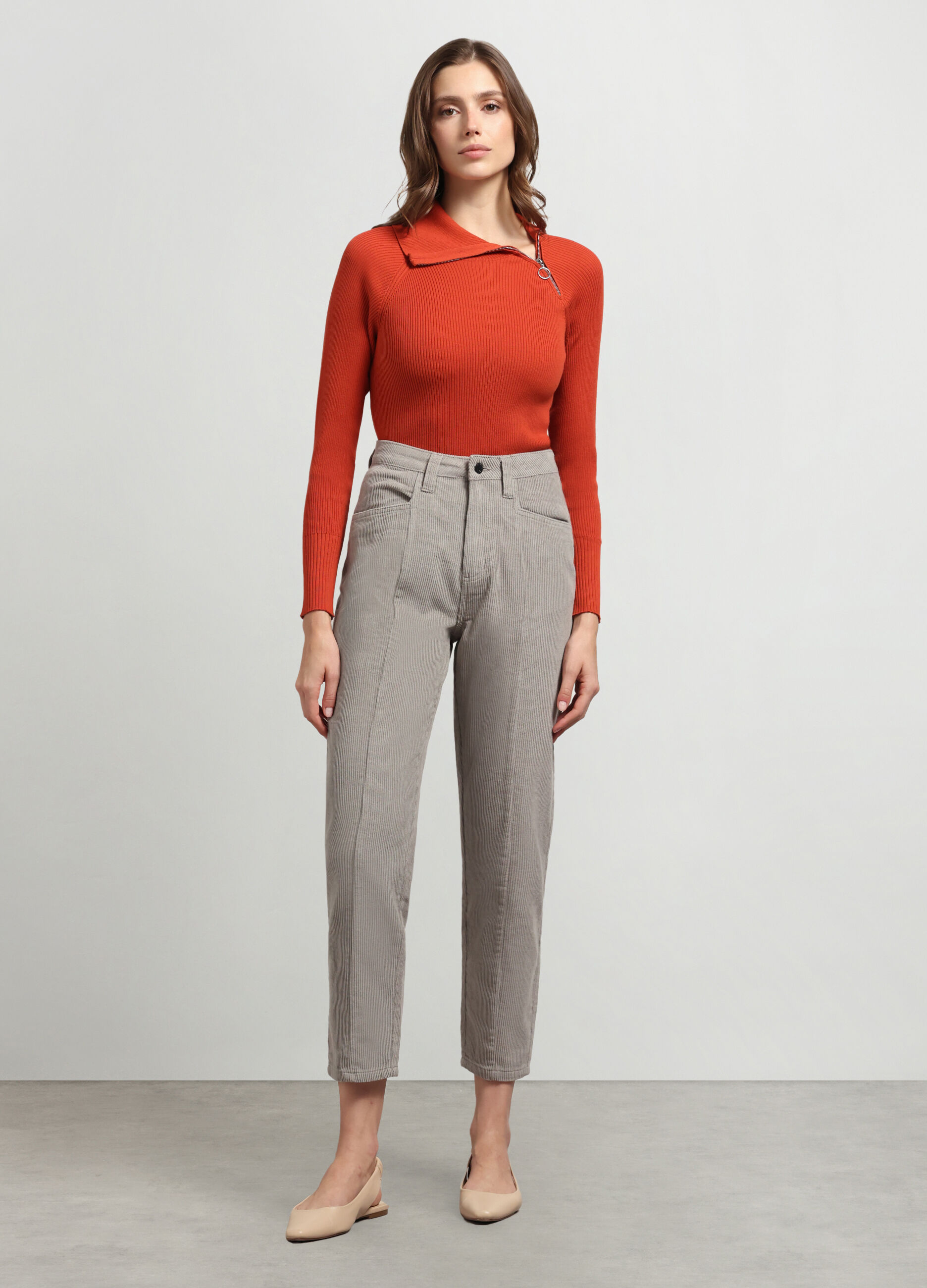 Pantaloni in costina di puro cotone donna_0