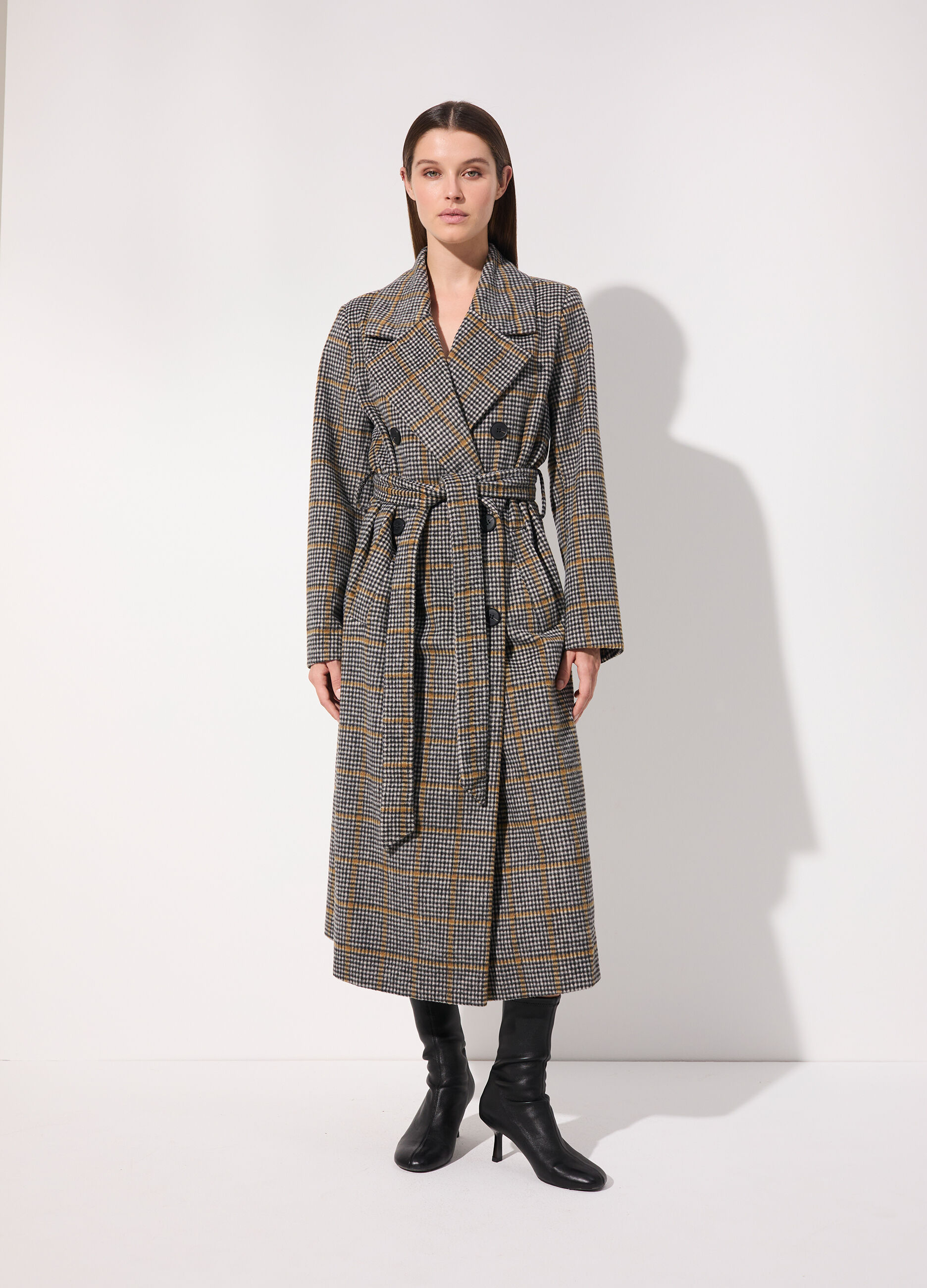 Cappotto lungo doppiopetto in misto lana donna_1