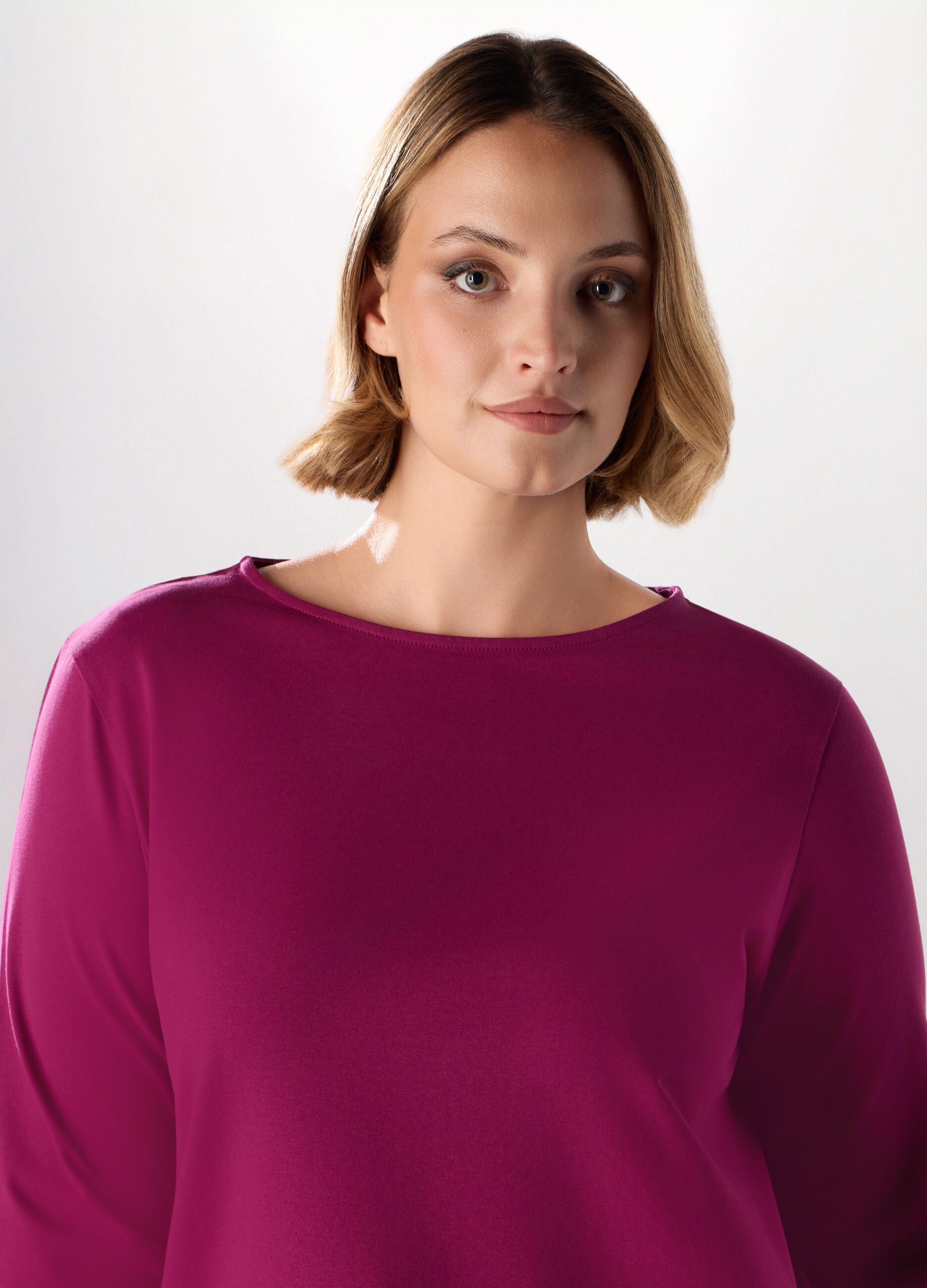 T-shirt in jersey di cotone stretch donna_2