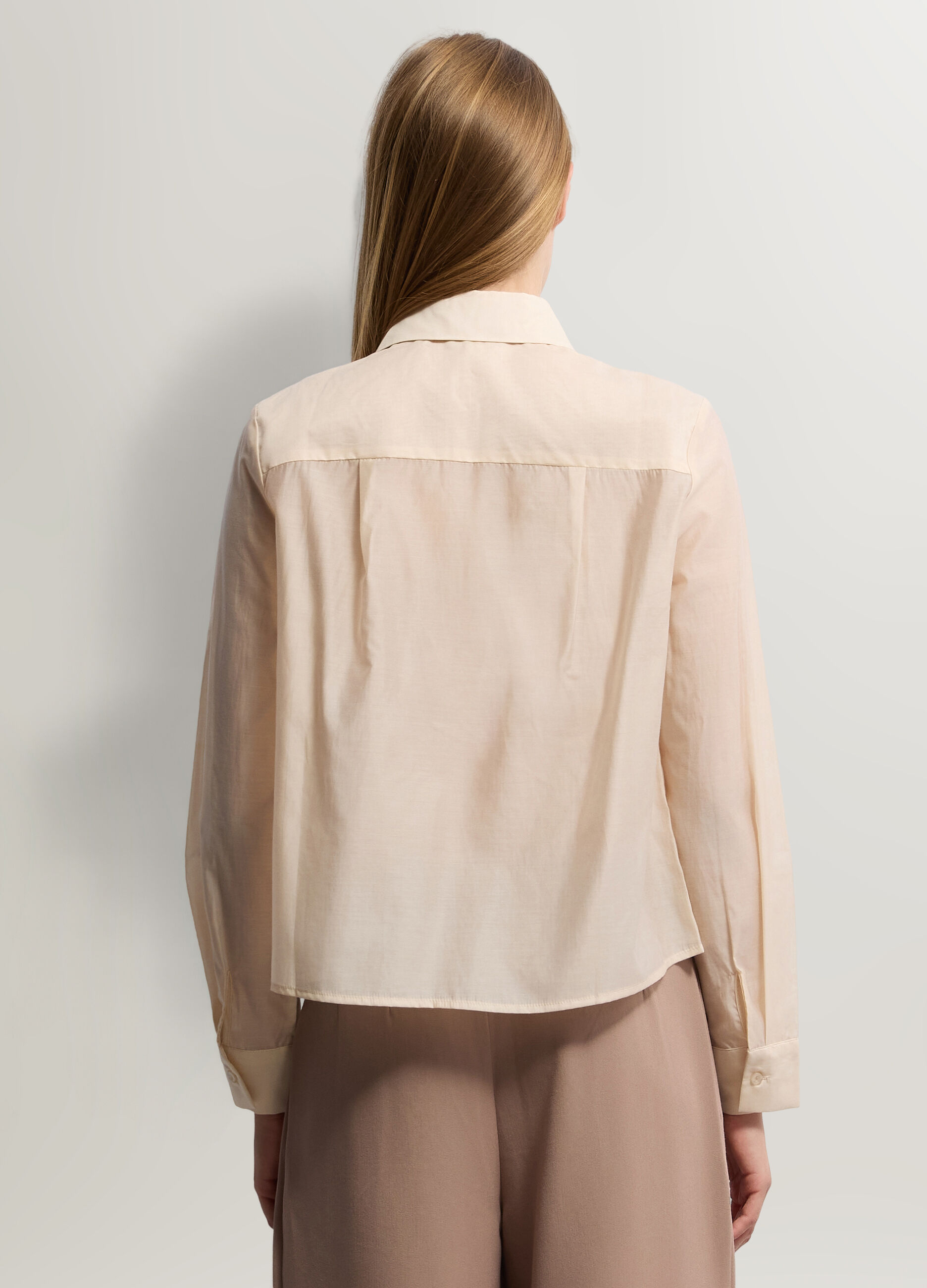 Blusa Fit Regular con colletto alla francese e scollo a V misto lyocell donna_1