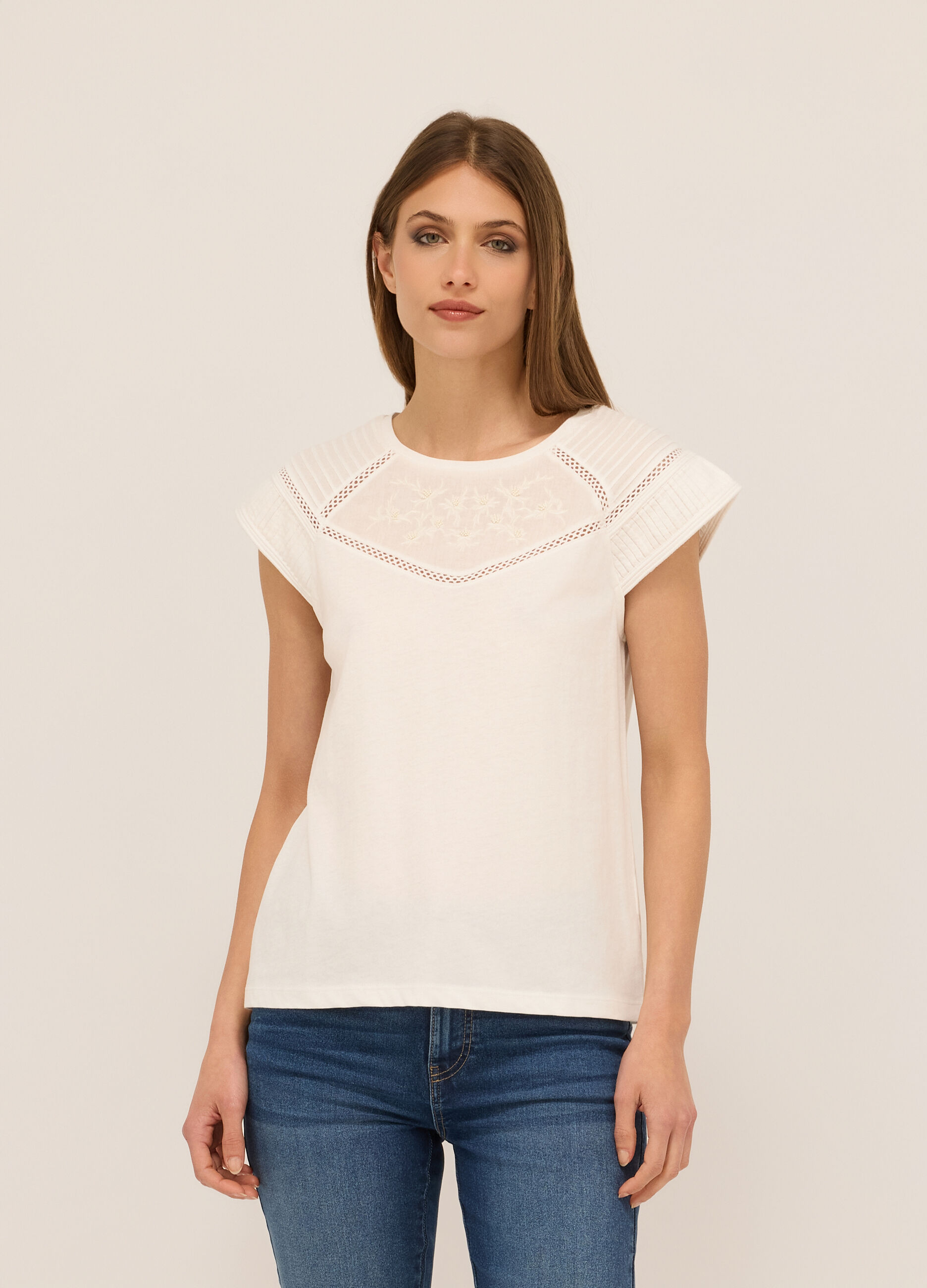 T-shirt in jersey di puro cotone donna_0