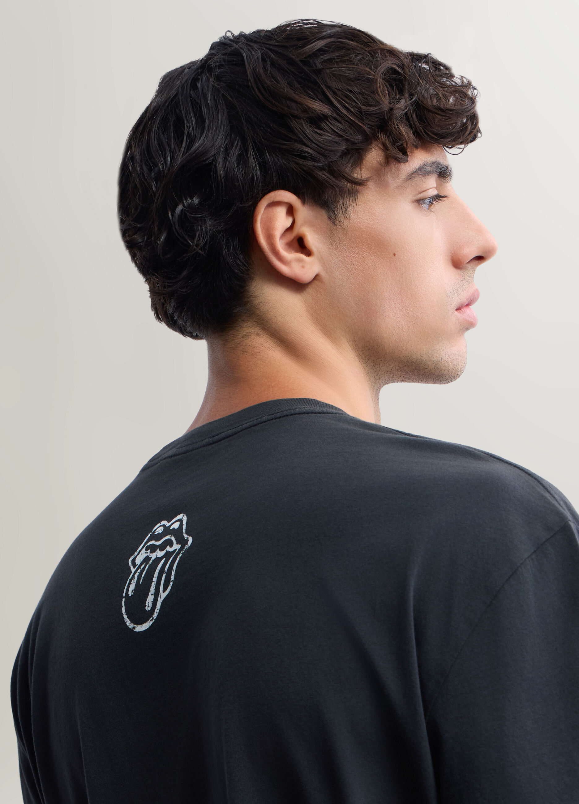 T-shirt girocollo in cotone con stampa Rolling Stones uomo_2