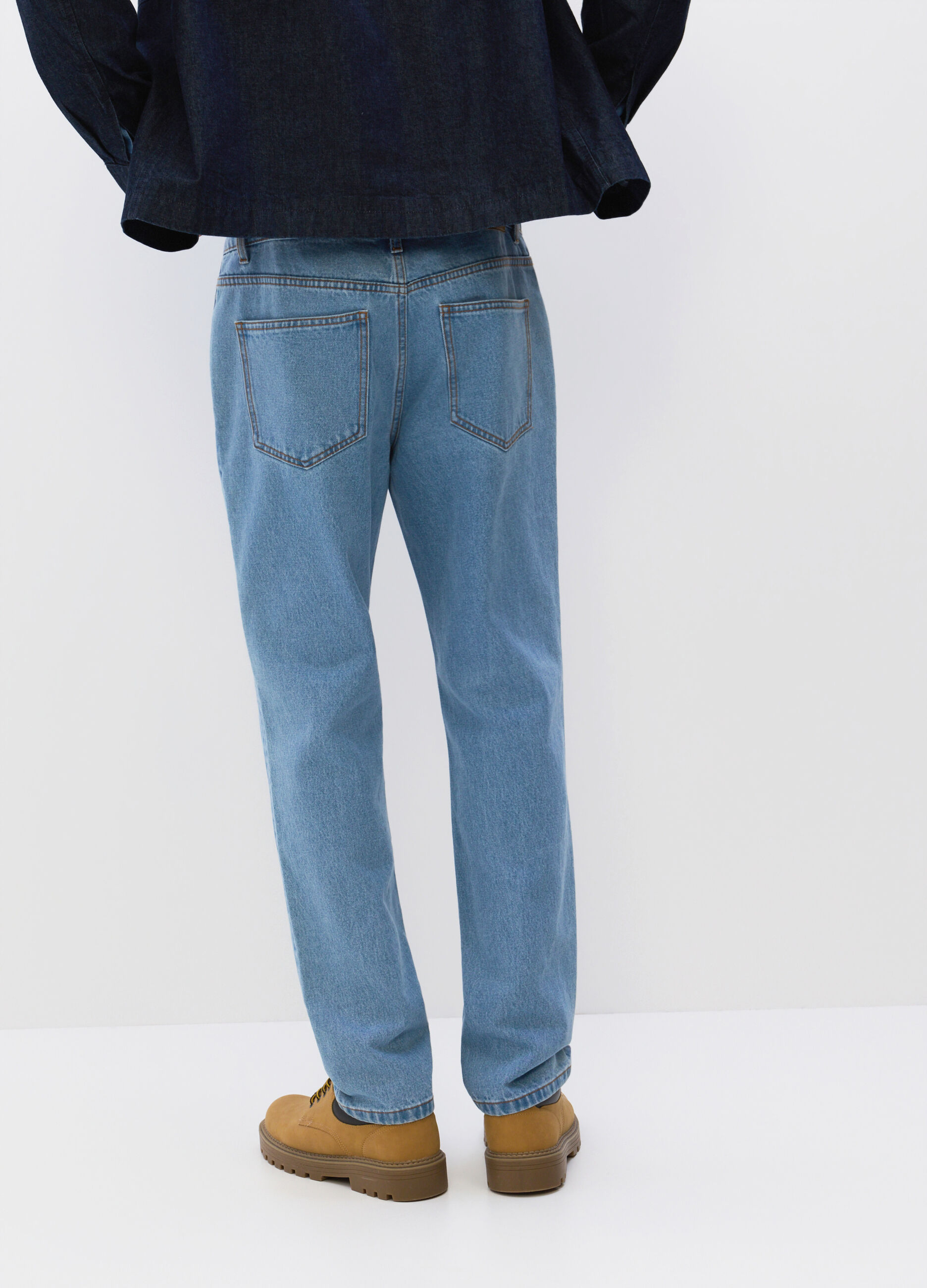Jeans slim fit in denim di cotone uomo_1