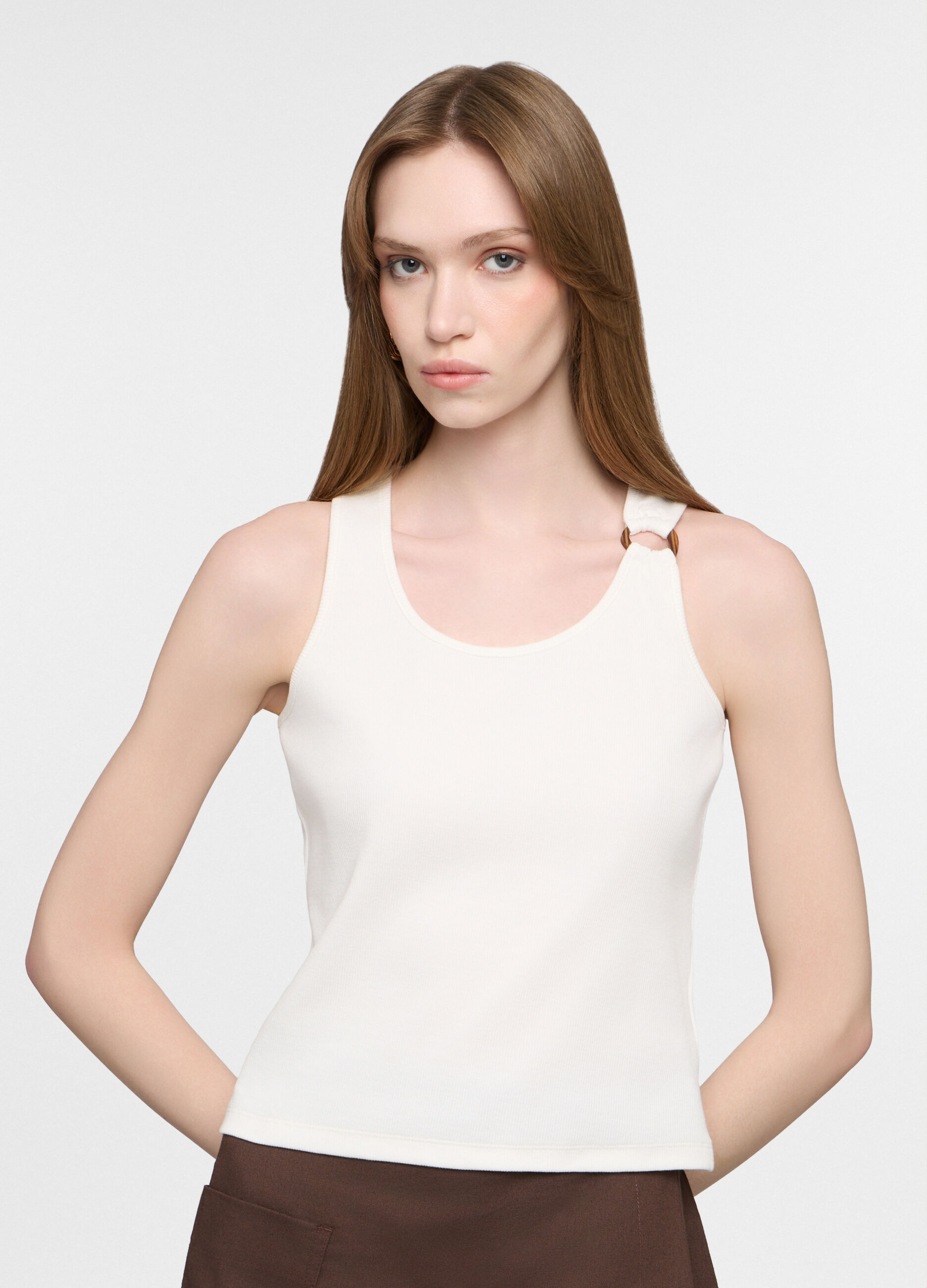 Canotta con scollo rotondo stretch donna_0