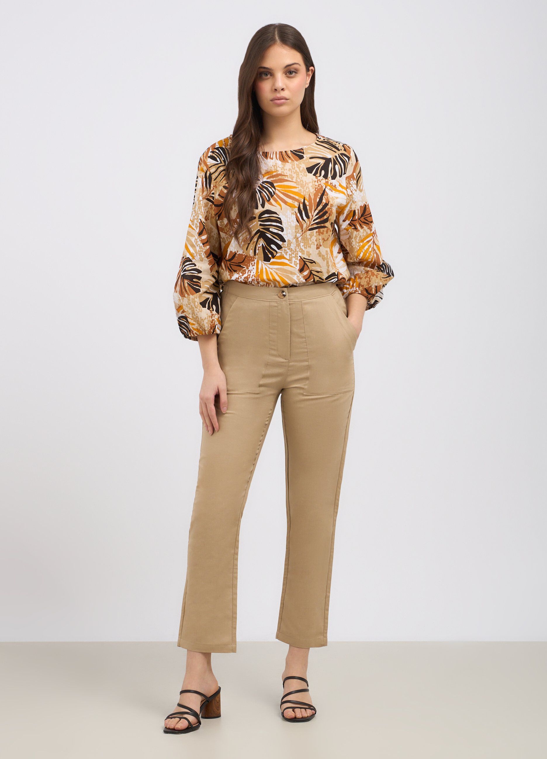 Pantaloni in misto lino donna_0