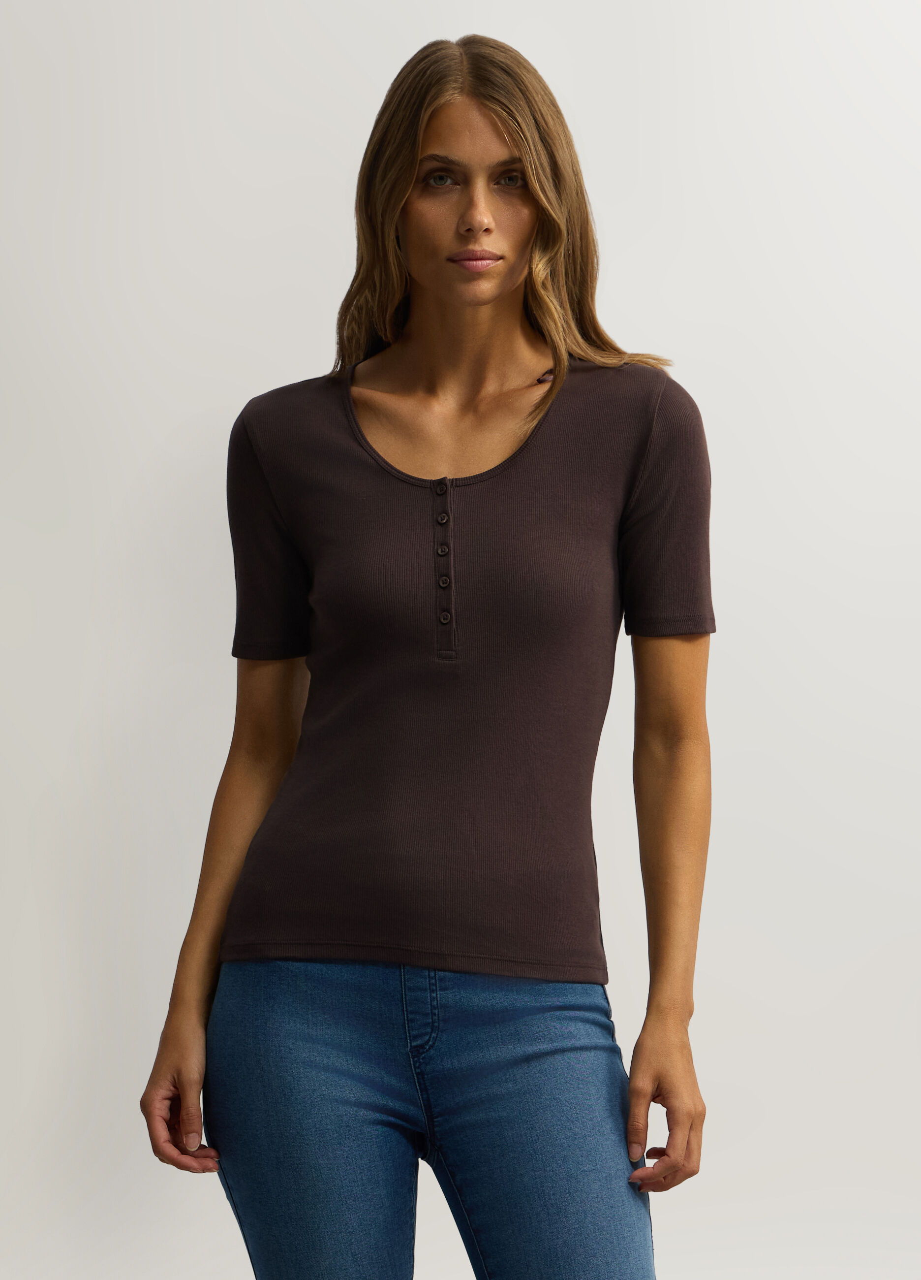 T-shirt girocollo stretch donna_0