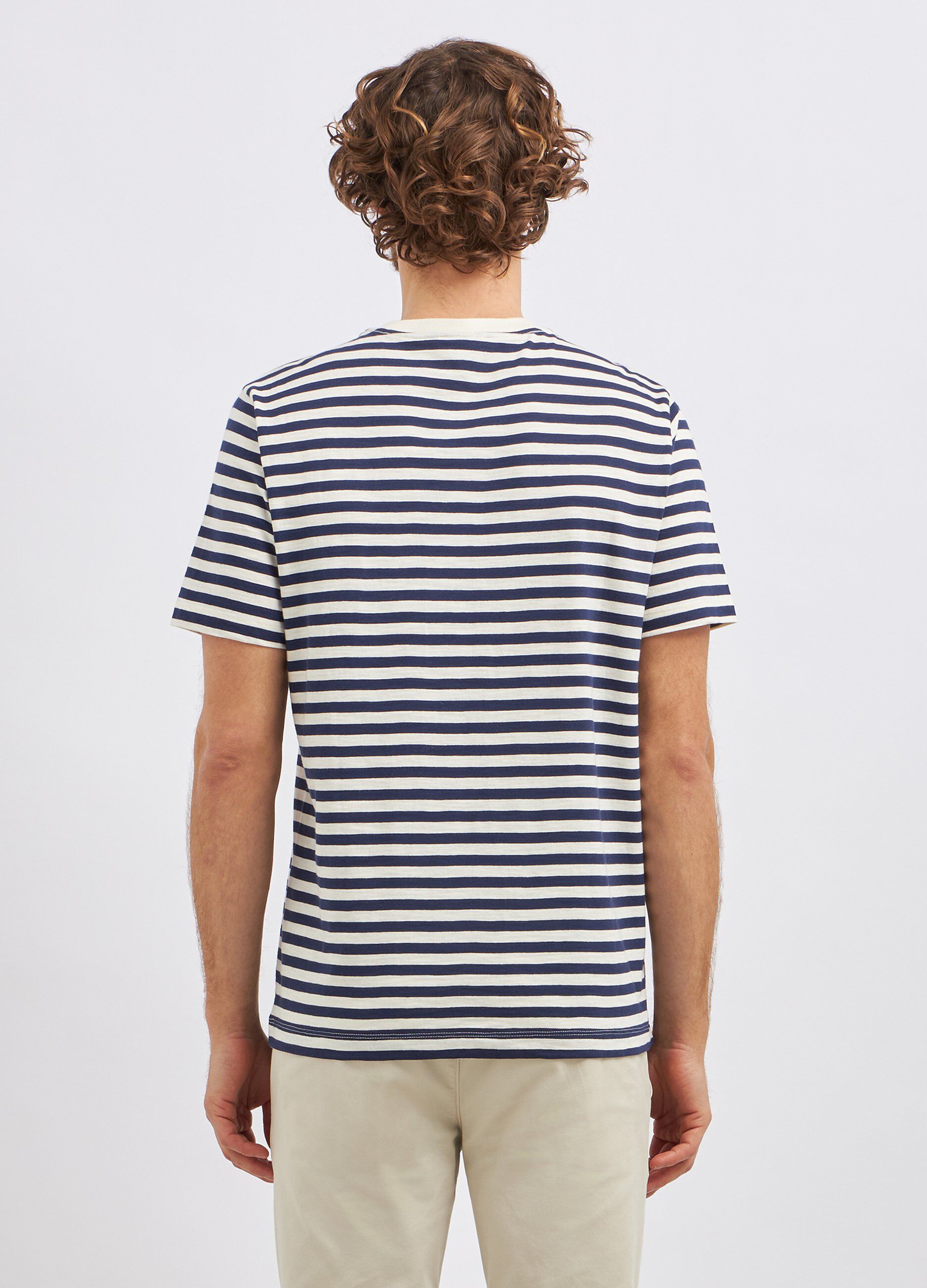 T-shirt rigata in puro cotone uomo_1