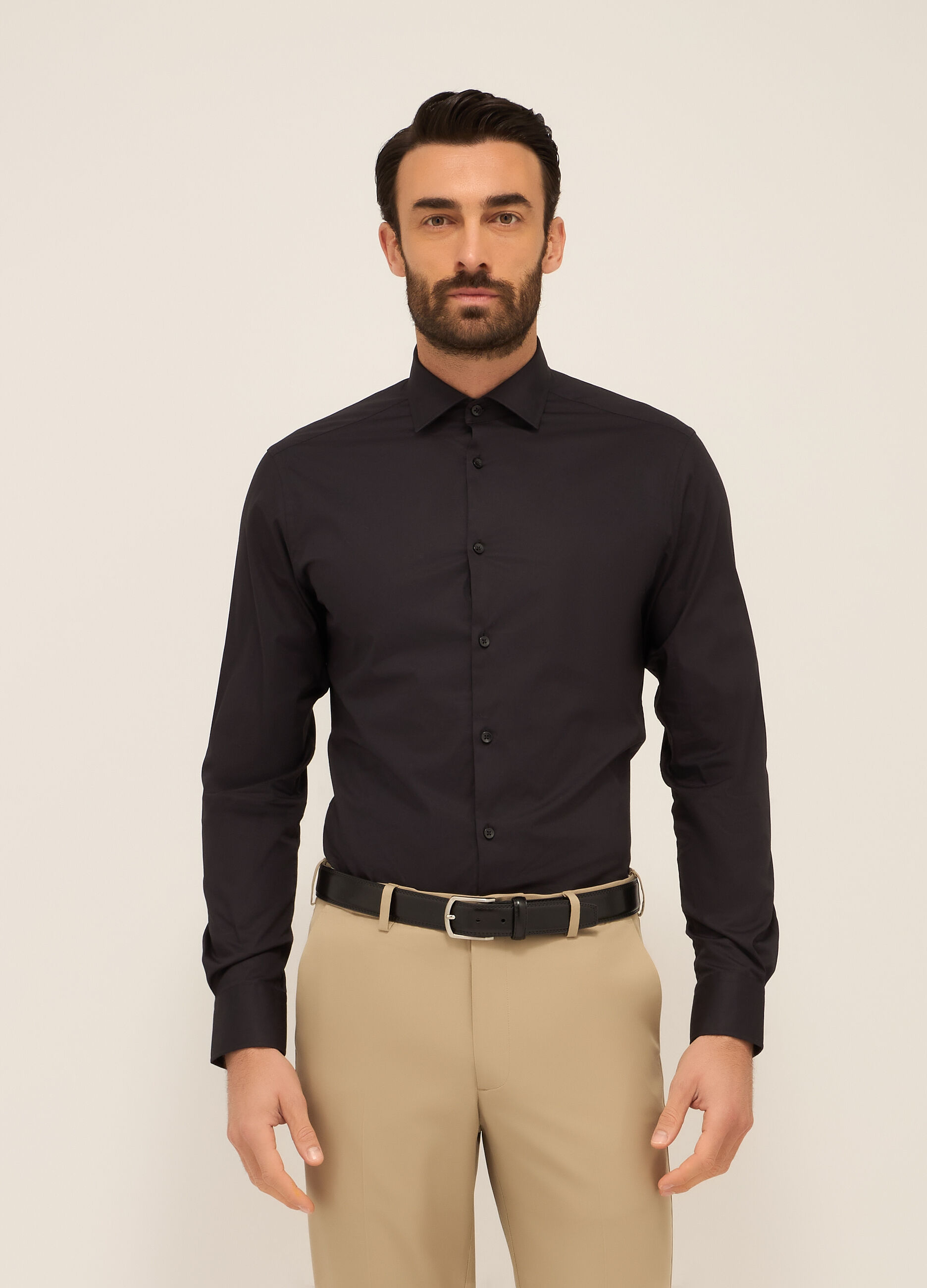 Camicia slim fit in cotone stretch uomo_0