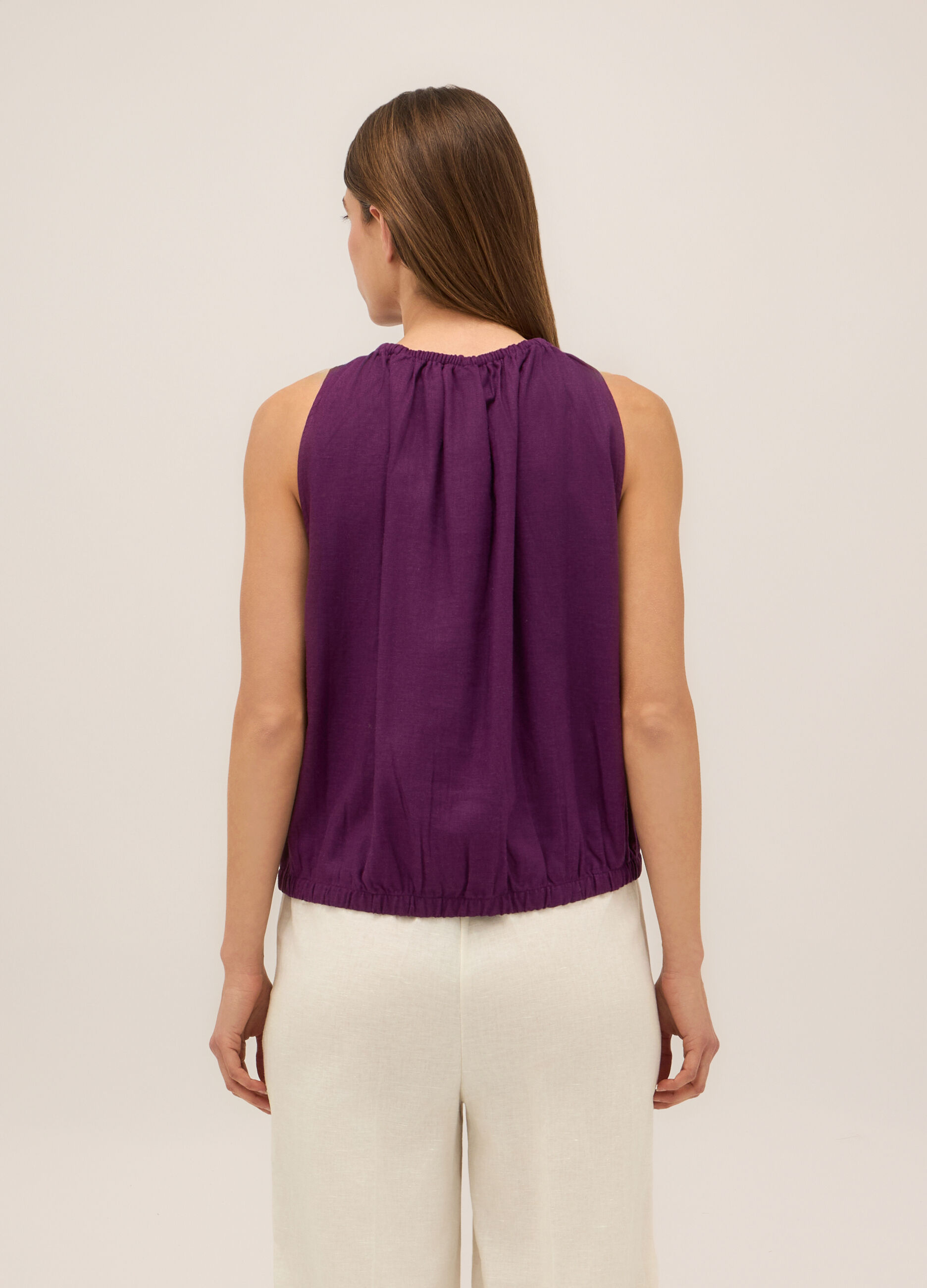 Blusa in misto lino donna_1