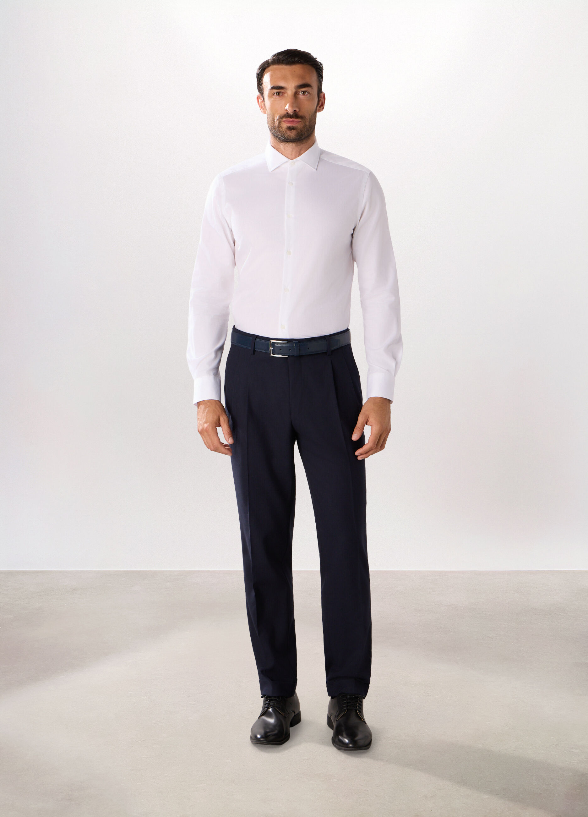 Pantalone regular con motivo a lisca di pesce uomo_0