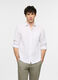 Camicia regular fit con collo classico in cotone e lino uomo_0