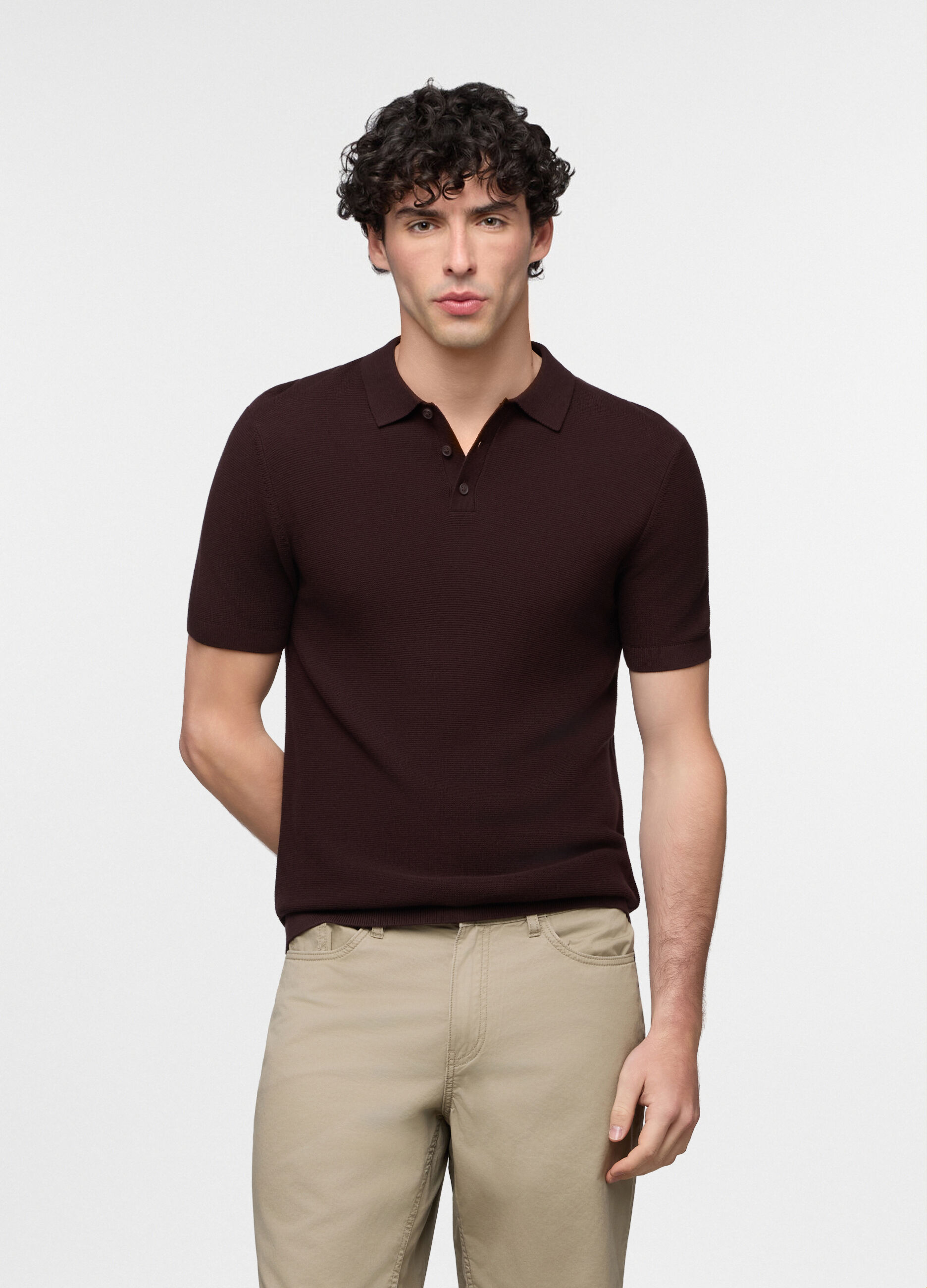 Polo a maniche corte in maglia di cotone uomo_0