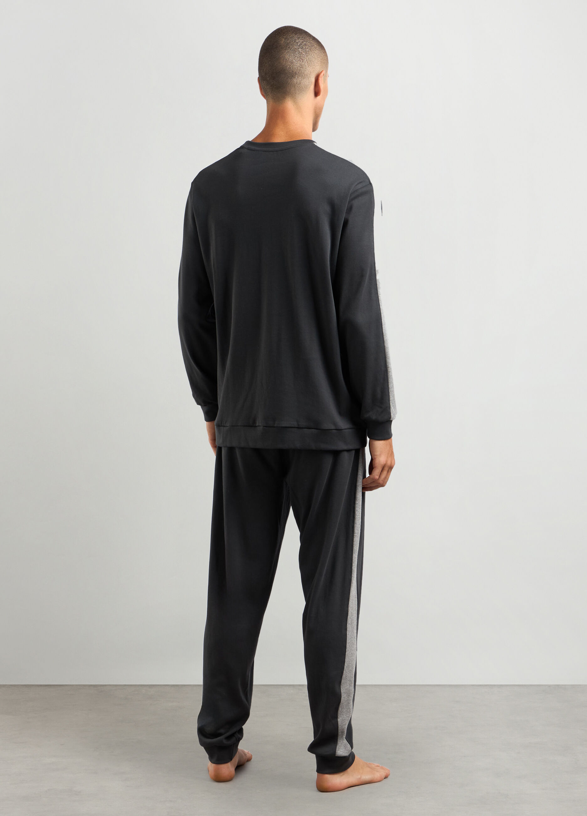 Set pigiama lungo in interlock di puro cotone uomo