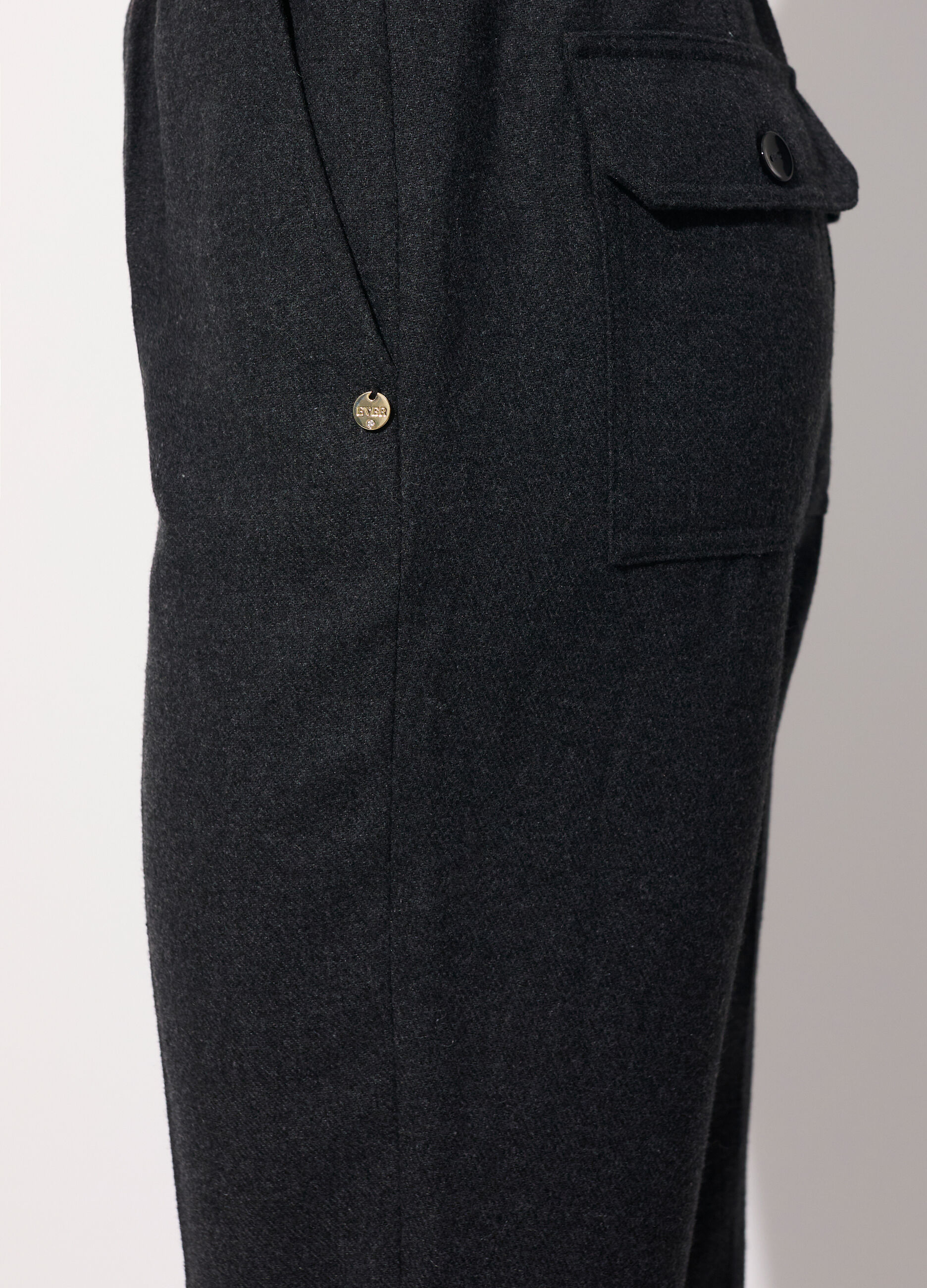 Pantalone in misto lana con vita elasticata donna_3