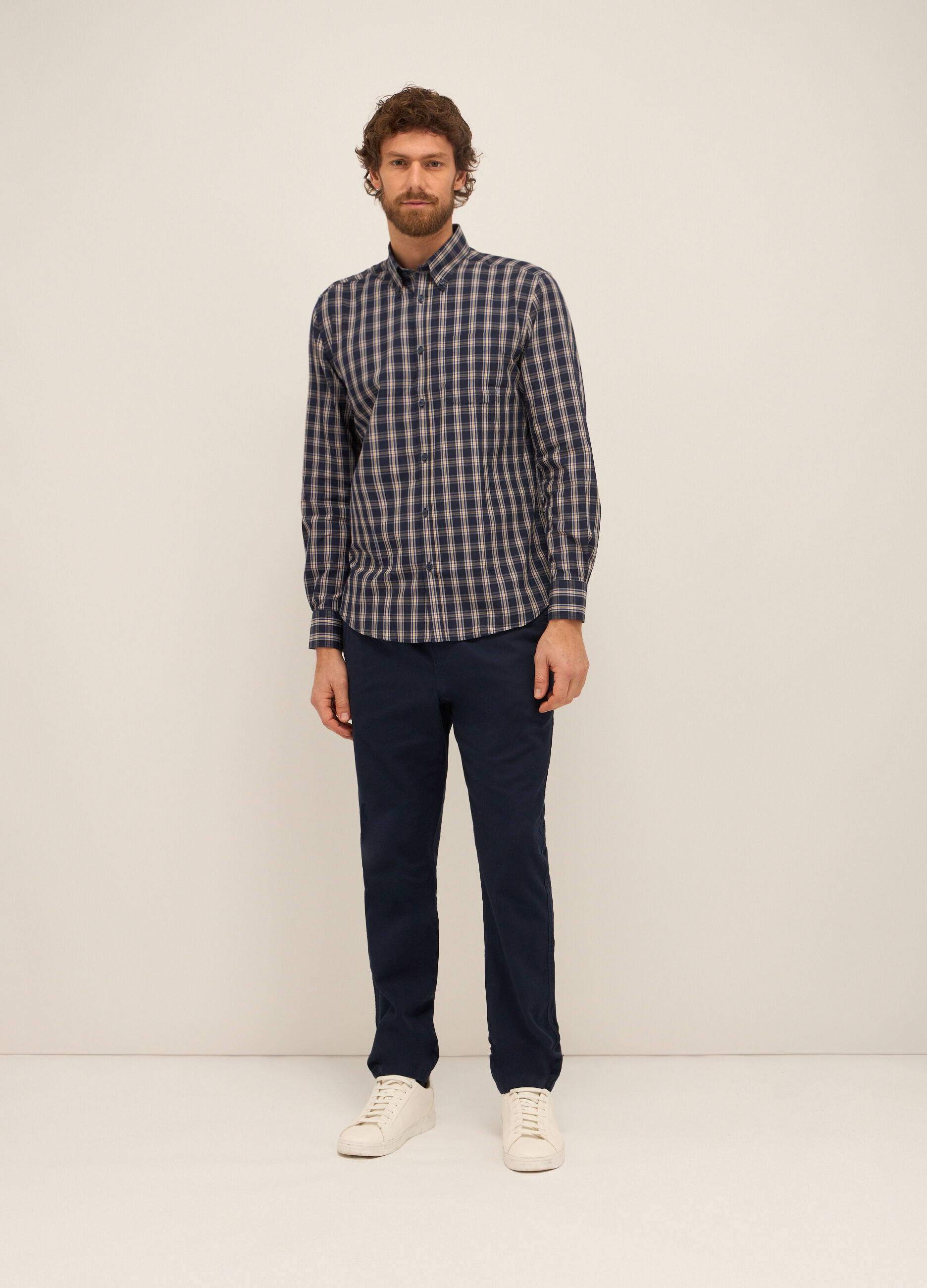 Pantaloni chino in twill di puro cotone uomo_0