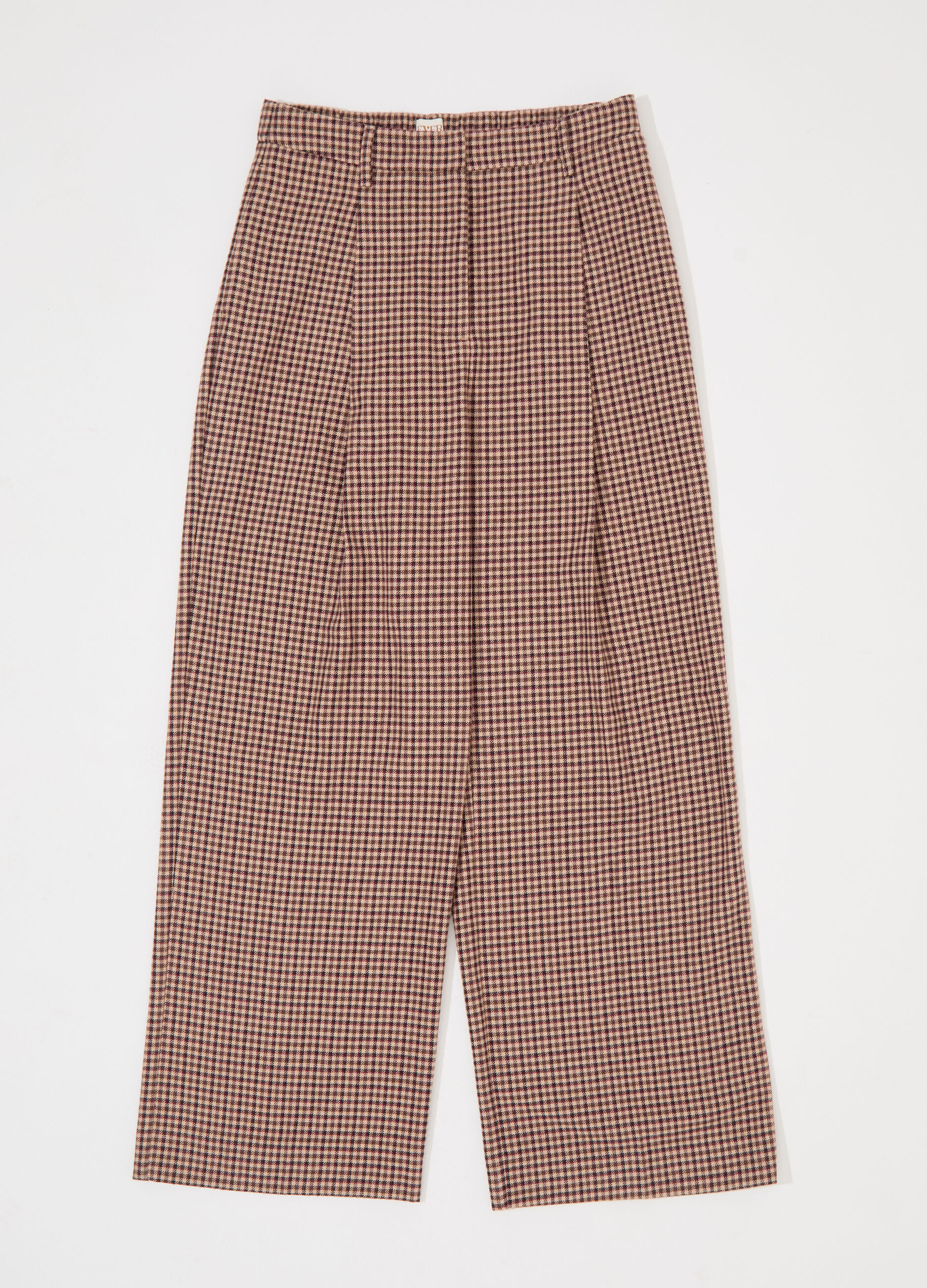 Pantalone palazzo a quadri in misto lana donna_4