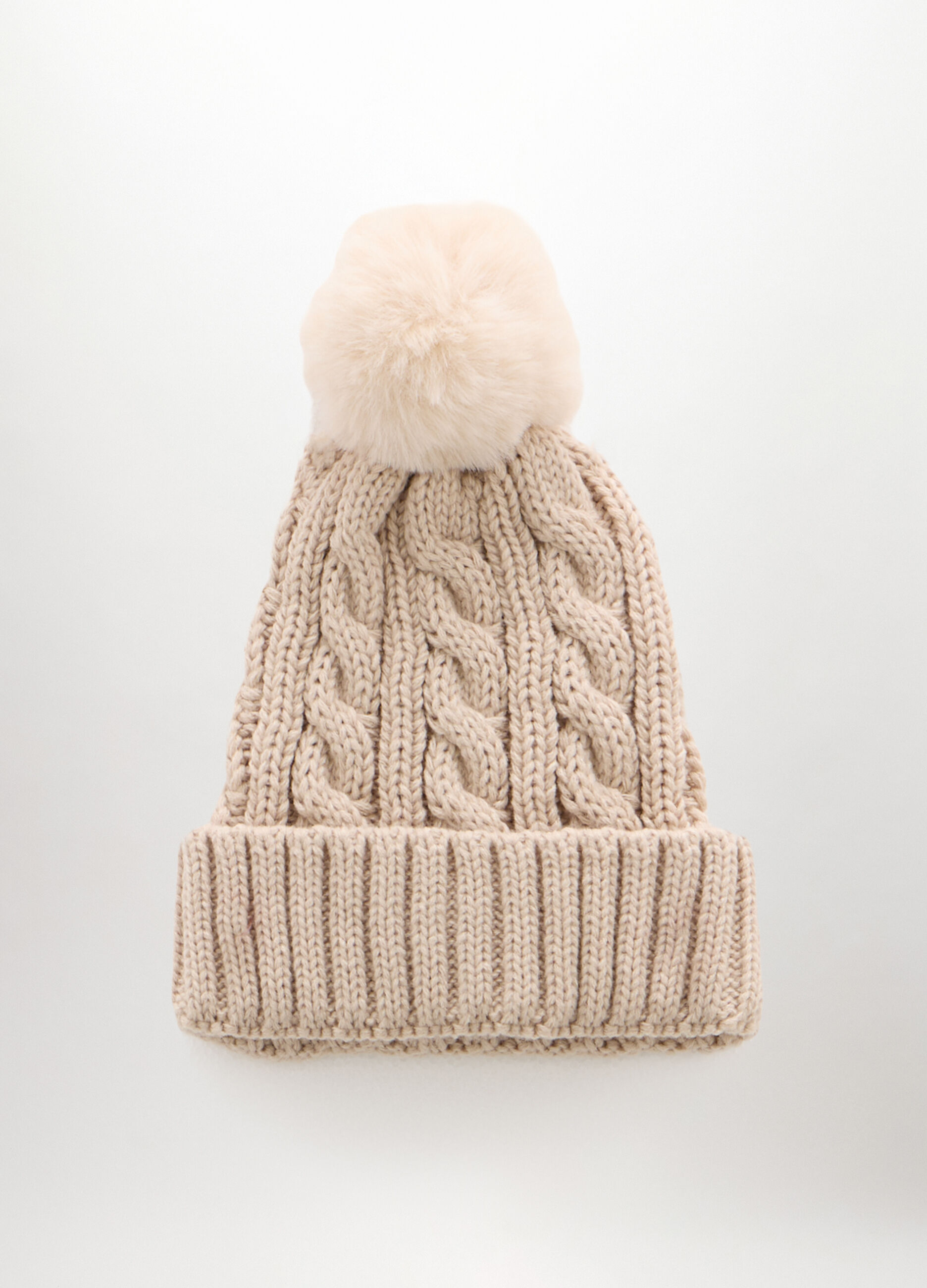 Berretto tricot con pon pom donna_1