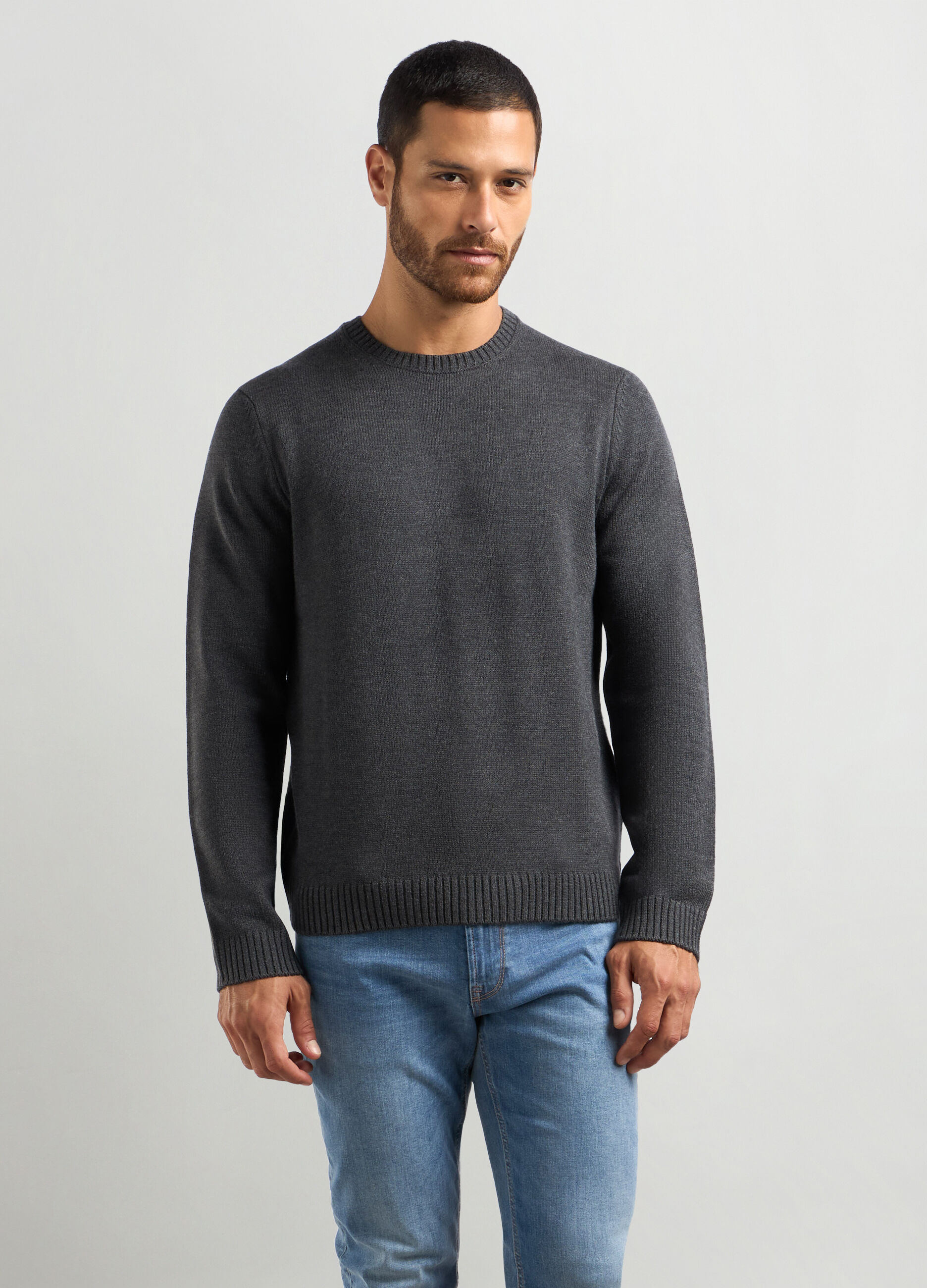 Maglione girocollo maglia rasata uomo_0
