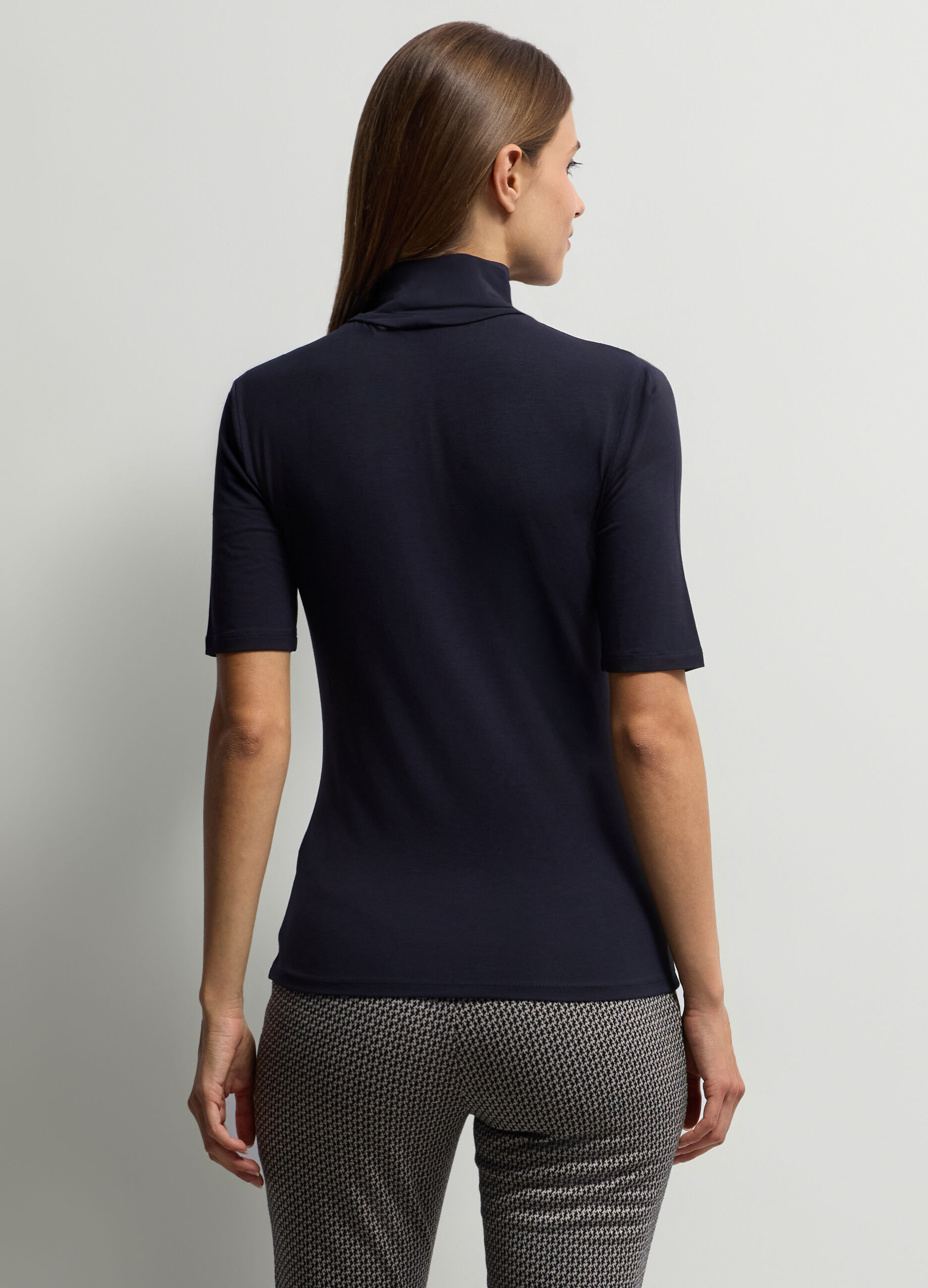 T-shirt a collo alto stretch donna_1