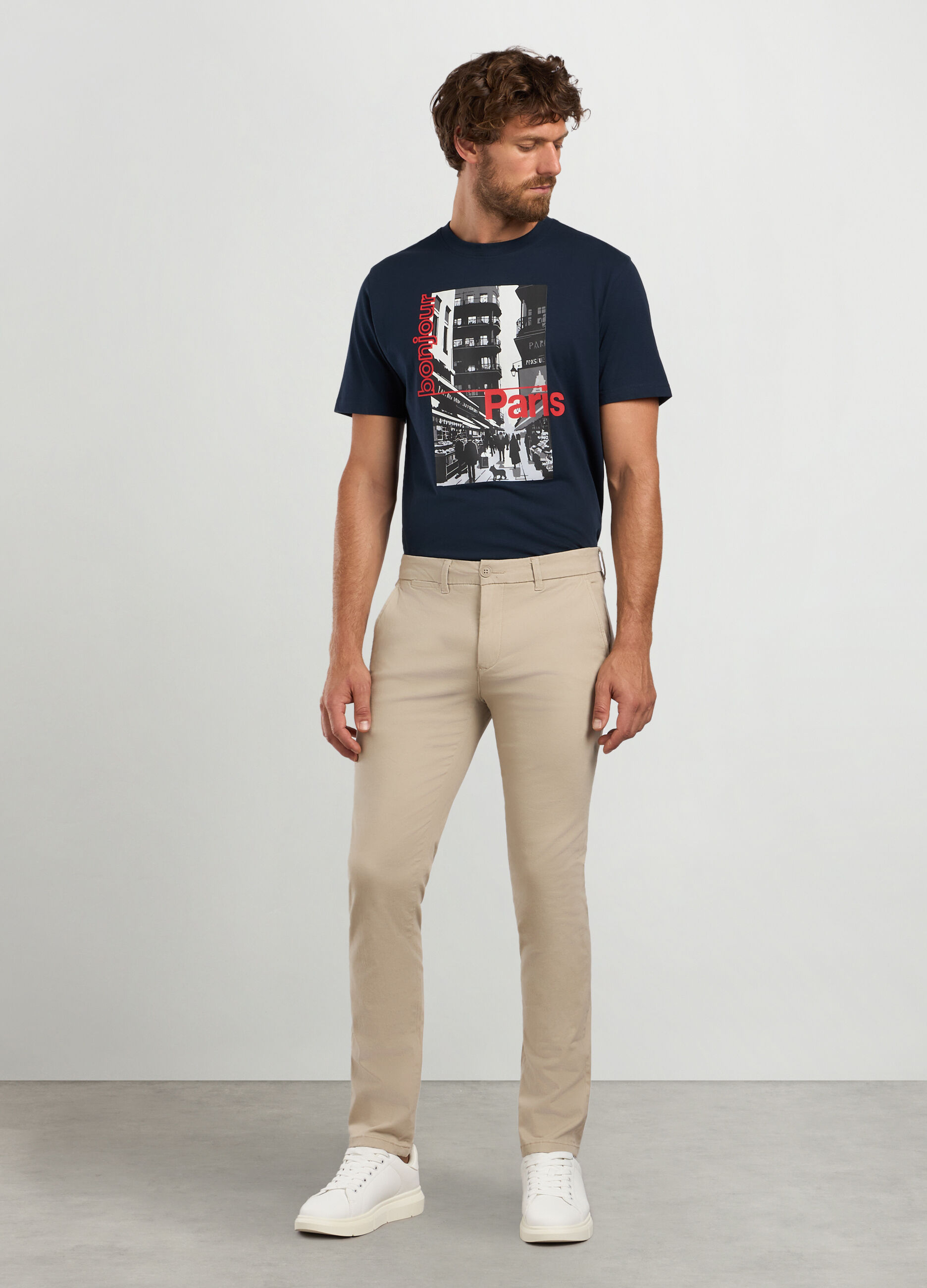 Pantaloni chino slim fit in twill stretch uomo_0