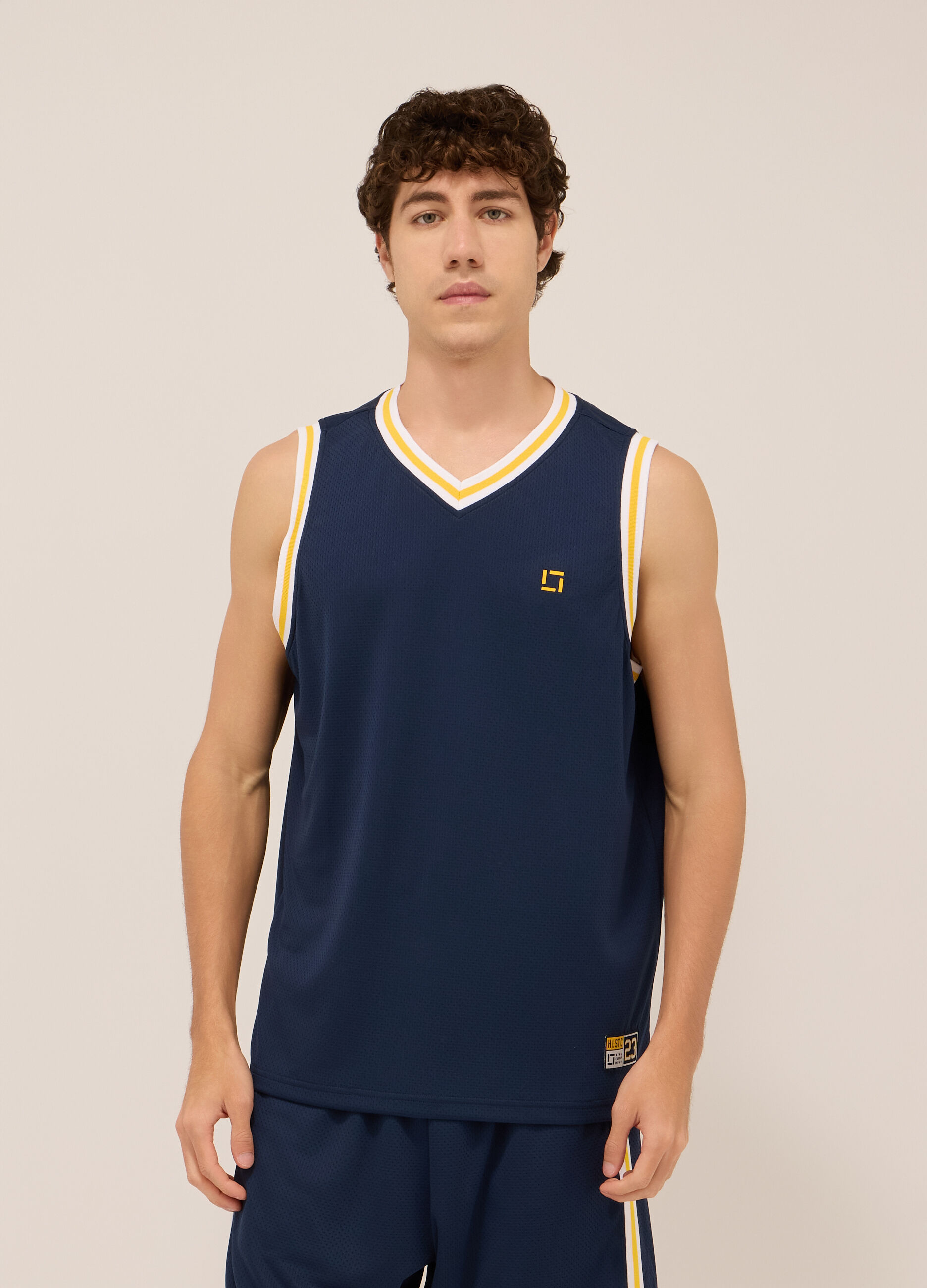 Canottiera sportiva con stampa stile basket uomo