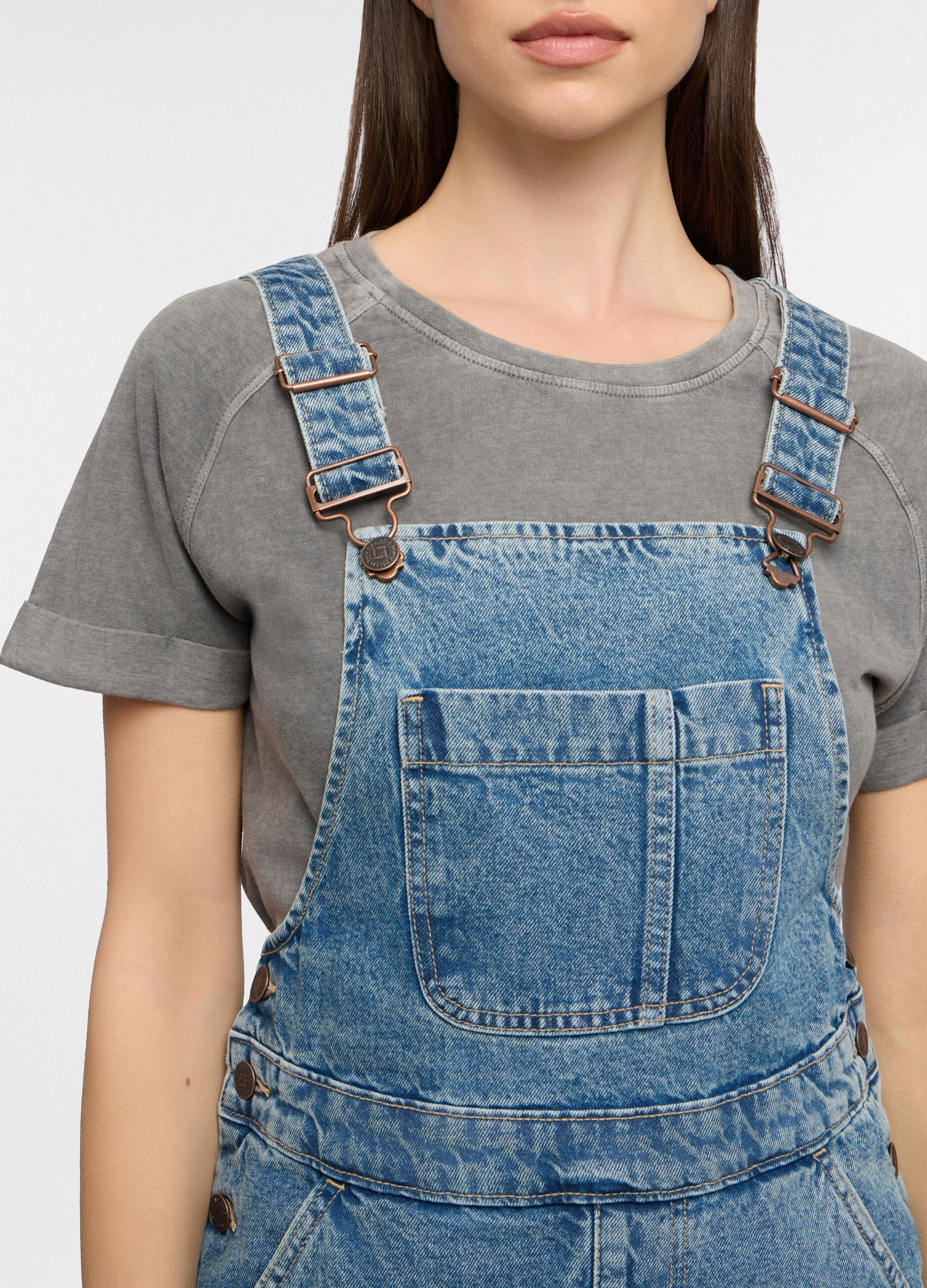Salopette con gonna fit regular in denim donna_2