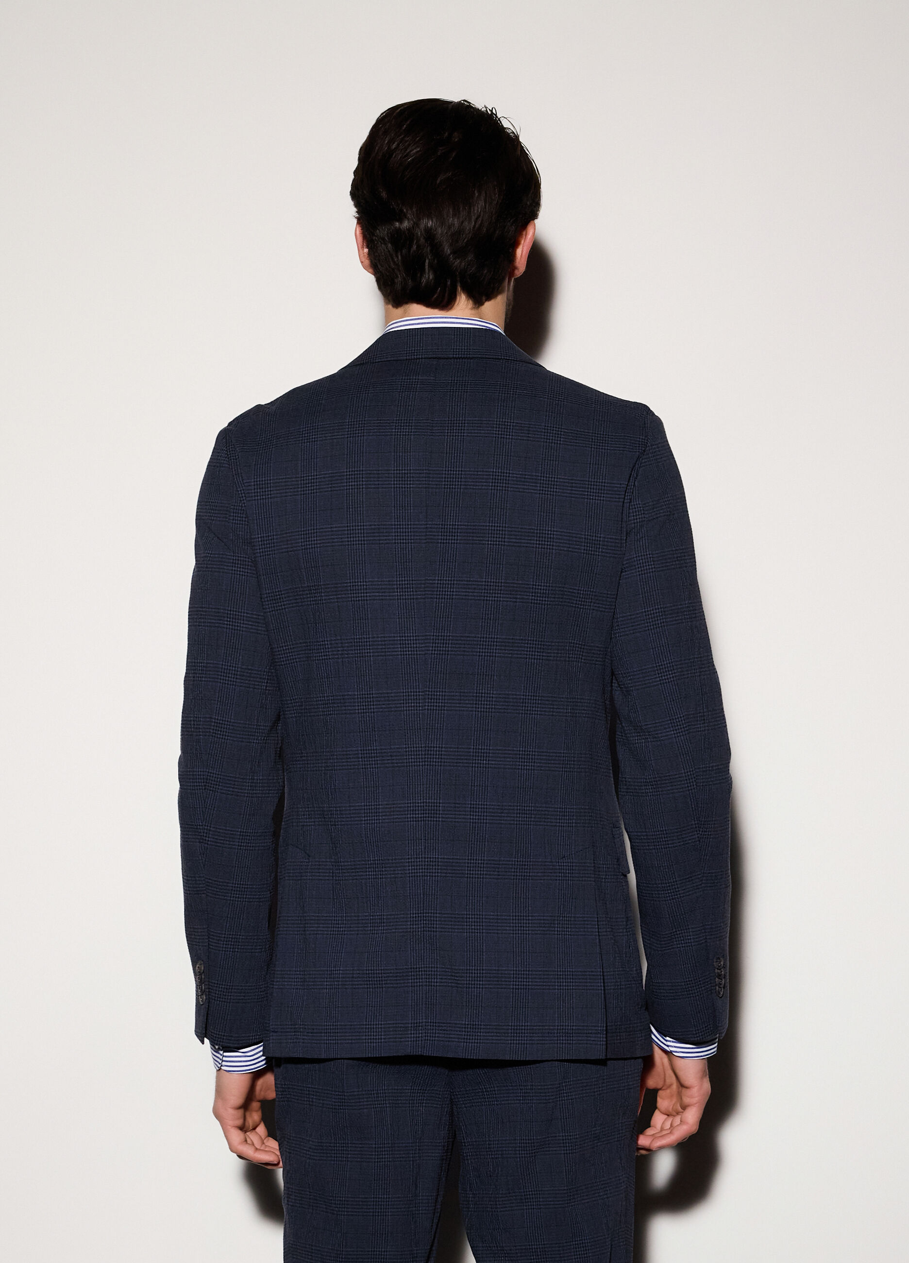 Blazer regular fit in Principe di Galles stretch uomo_1