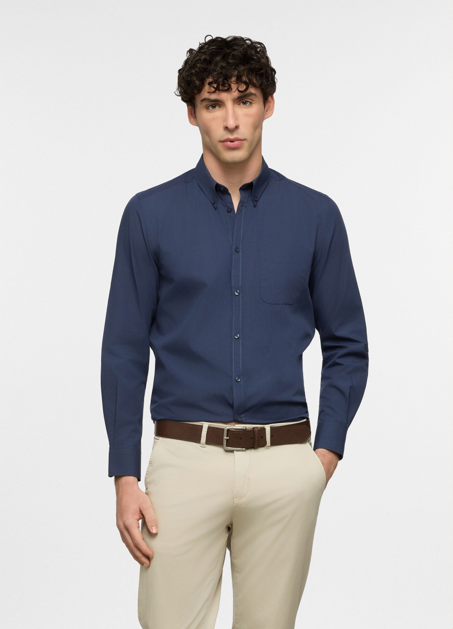 Camicia regular fit colletto button down uomo_0