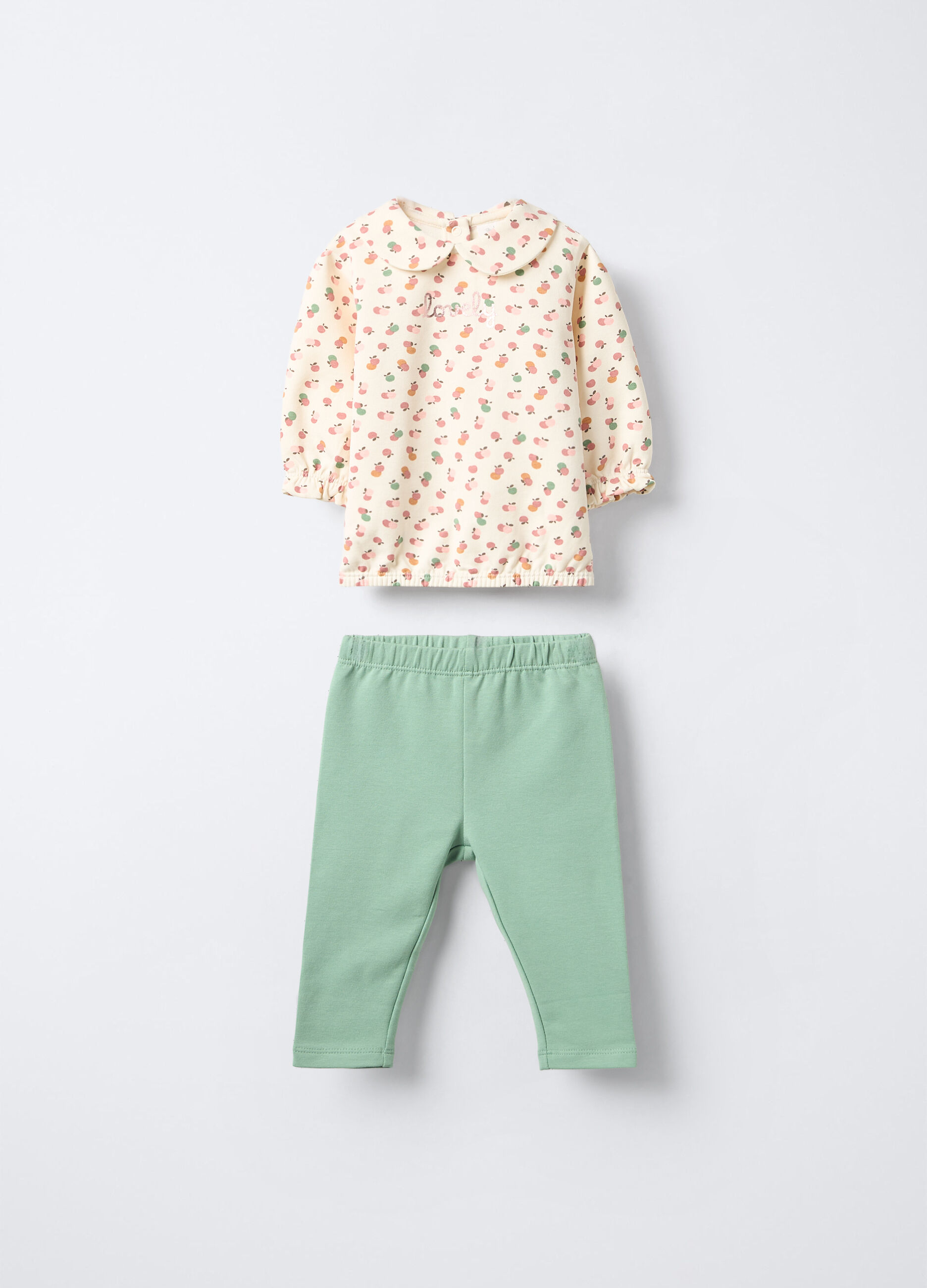 Jogging set in cotone garzato stretch neonata_0