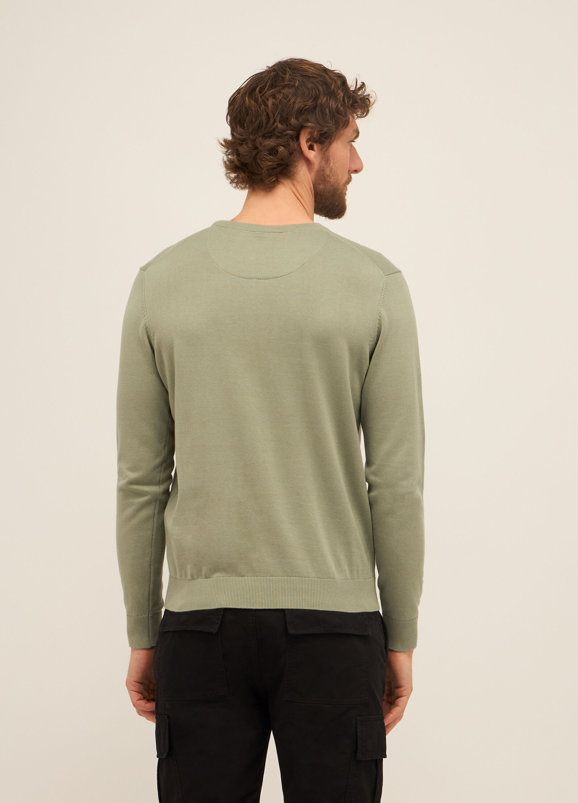 Maglione girocollo in puro cotone maglia rasata uomo