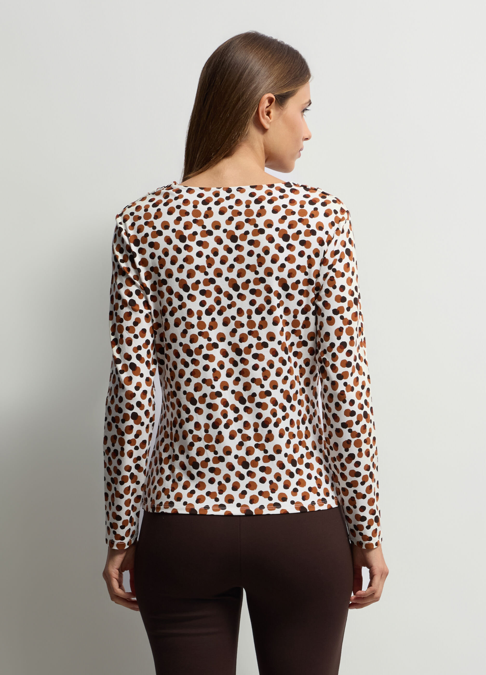 T-shirt con scollo drappeggiato stretch donna_1